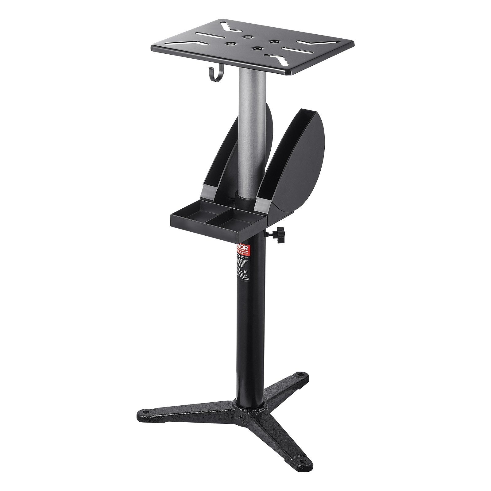 Bench Grinder Stand, Bench Grinder Vise Floor Pedestal with 31.5 x 25.4 cm Mounting Plate, Height-Adjustable Pedestal Stand with Grinding Wheel Storage Compartment & Heavy-Duty Cast Iron Base - Image 1