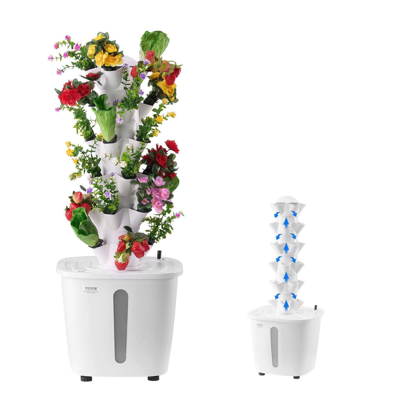 Hydroponic Growing System, 30 Pods Vertical 6 Tiers Hydroponic Tower, Home Hydronic Garden with Water Pump & Timer, Water Circulation Plants Germination Kit for Indoor Herbs Fruits & Vegetables - Image 1