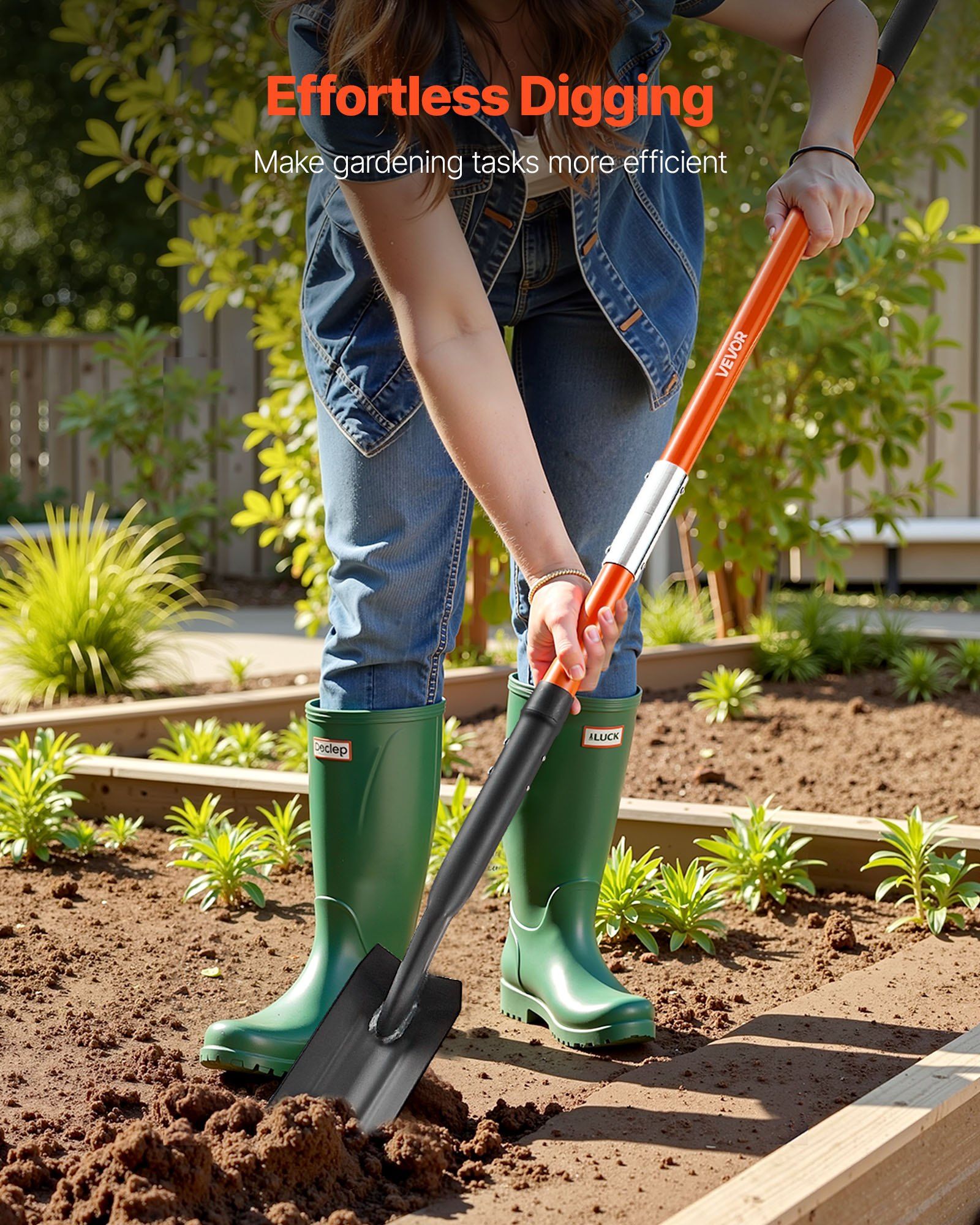Trench Shovel, 10.4 cm Blade Heavy-Duty Trenching Shovel, Narrow Spade Trench Digger with Fiberglass Handle and Non-Slip Grip, for Gardening, Digging Holes, Trenching, and Planting, 142.5 cm - Image 2