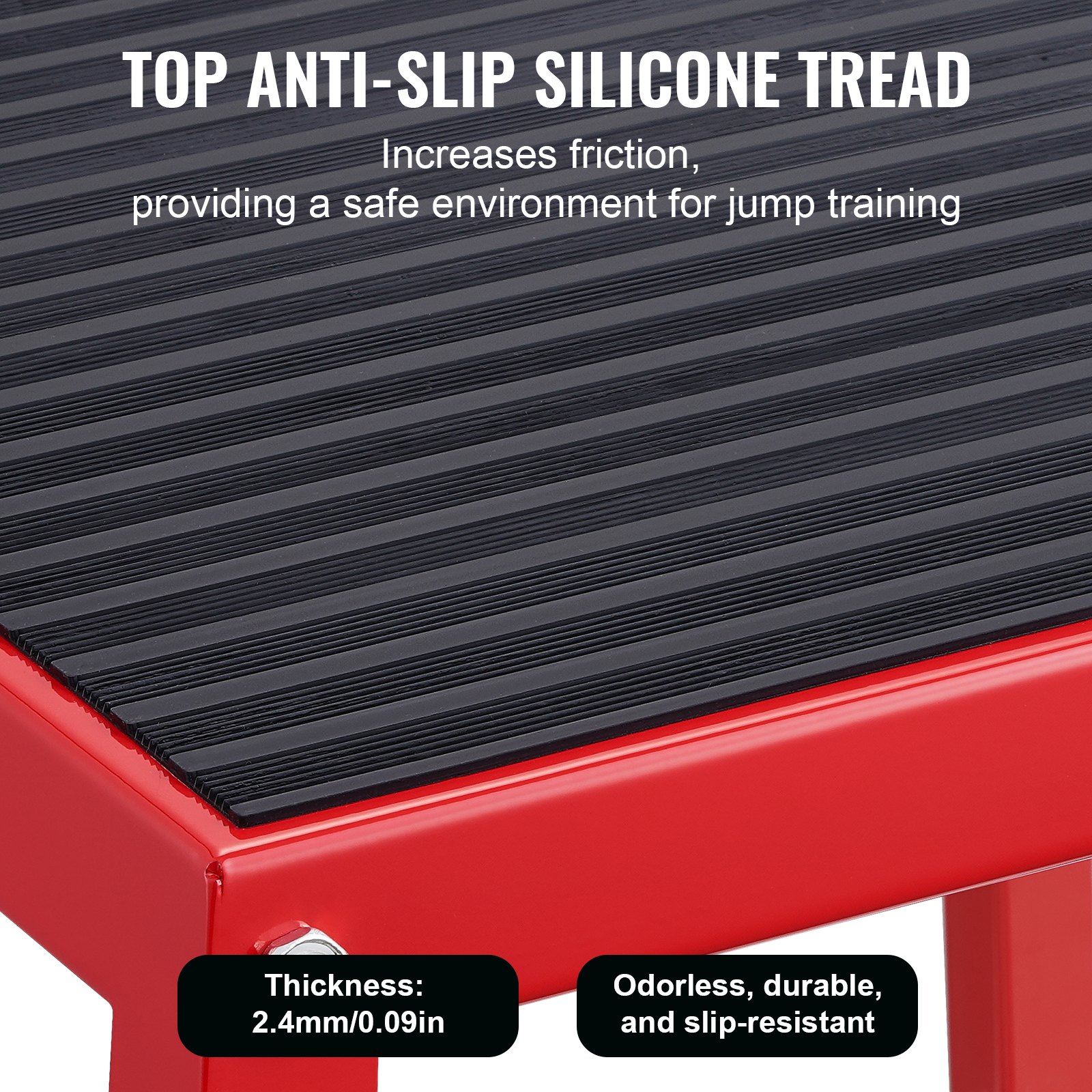 Plyometric Jump Box, 18 Inch Plyo Box, Steel Plyometric Platform and Jumping Agility Box, Anti-Slip Fitness Exercise Step Up Box for Home Gym Training, Conditioning Strength Training, Red - Image 3