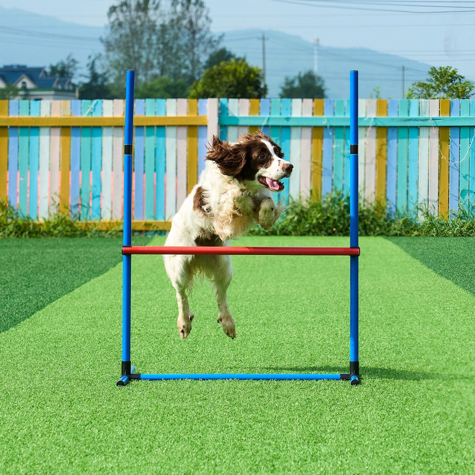 Dog Agility Training Equipment, 5 PCS Set with Adjustable High Hurdles,6 Weave Poles, Tunnel, Jump Ring, Pause Box, Whistle, Foldable Bowl, Puppy Obstacle Course Kit with Storage Bags - Image 8