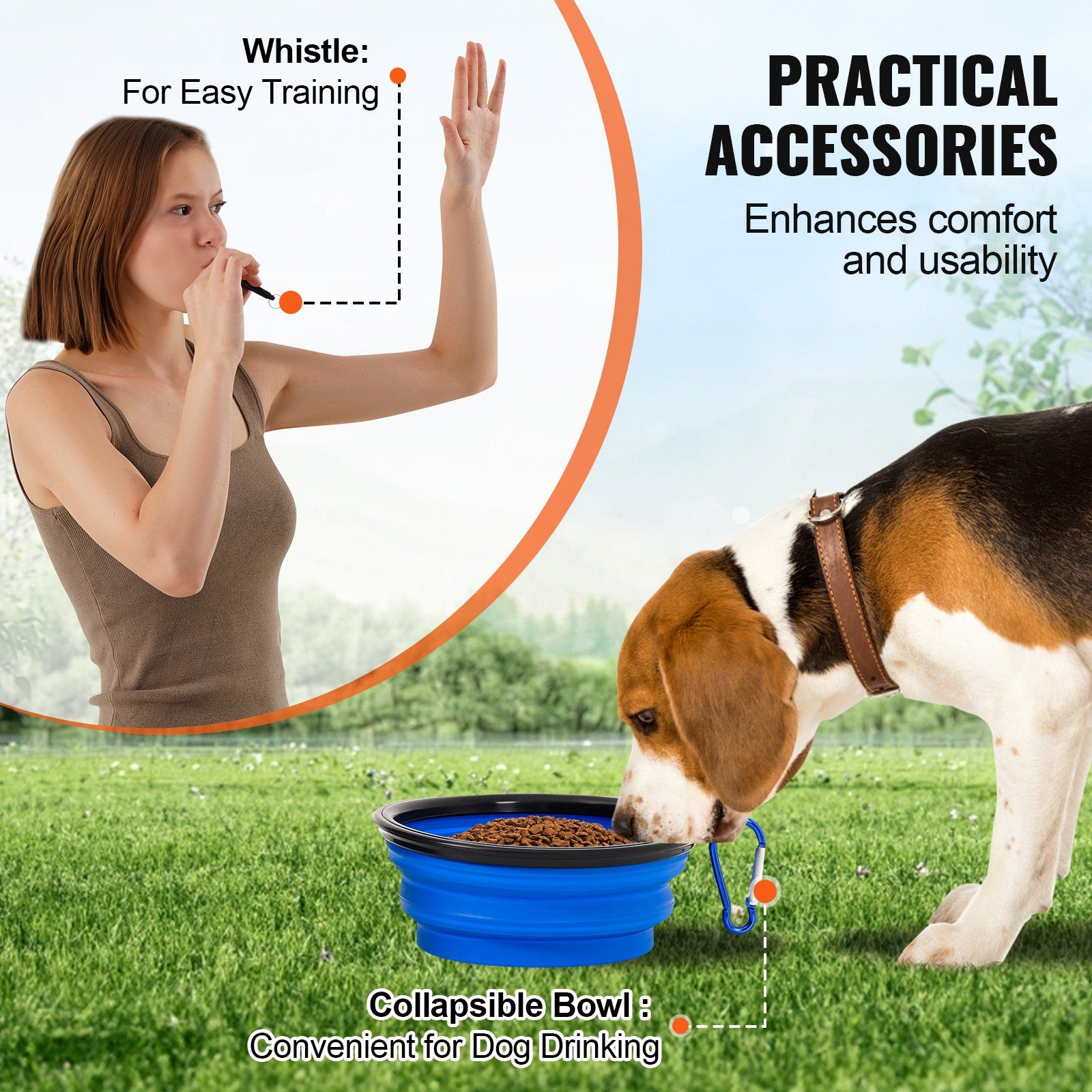 Dog Agility Training Equipment, 4 PCS Set with Adjustable High Hurdles,6 Weave Poles,Jump Ring,Square Pause Box,Whistle,Foldable Bowl, Puppy Obstacle Course Kit for Backyard, Indoor, Outdoor - Image 6