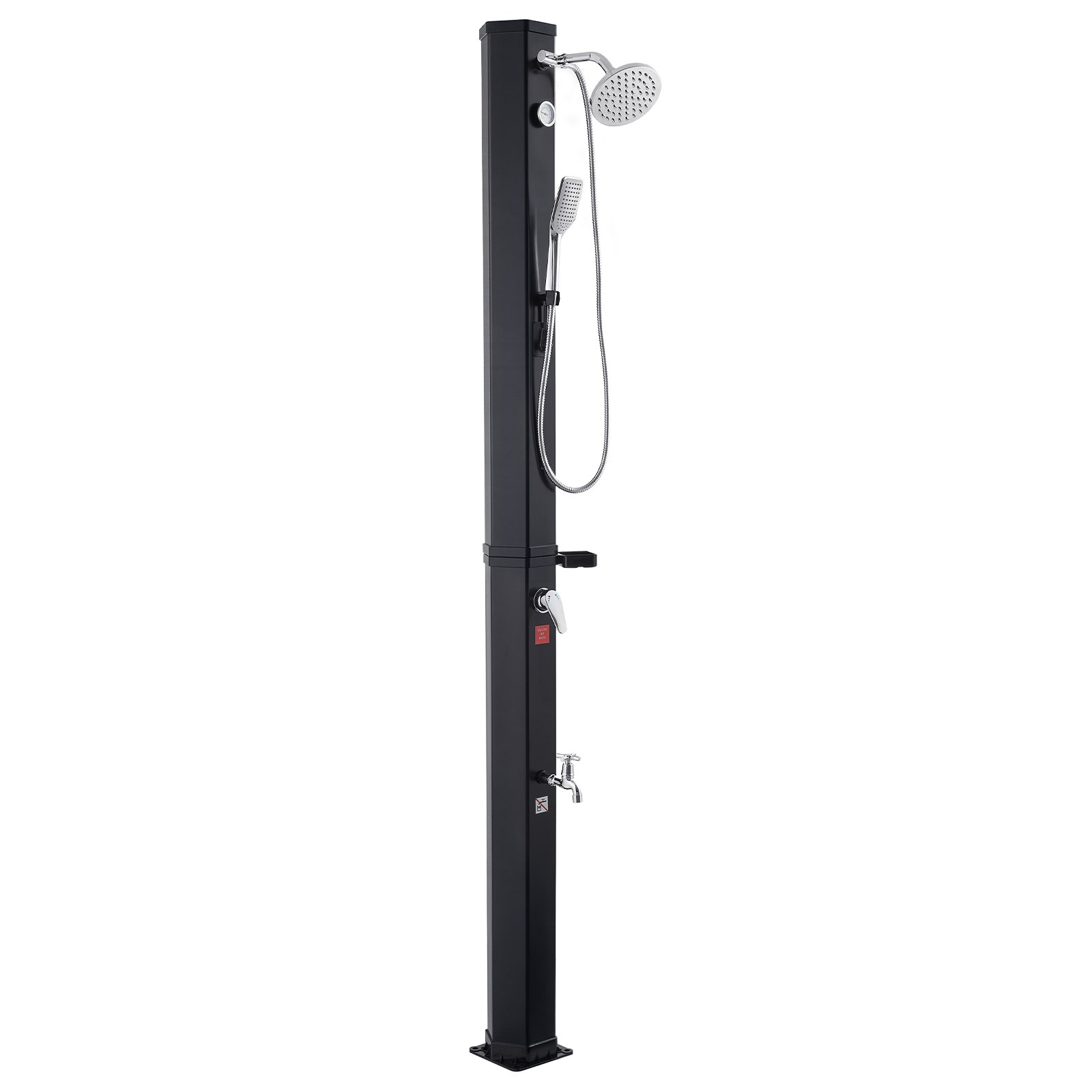 40L Solar Heated Shower, 205cm Showerhead Height Outdoor Shower, with Handheld & Foot Faucet, Hot & Cold Water Adjustment, Freestanding for Backyard Poolside Beach Pool, Black - Image 1