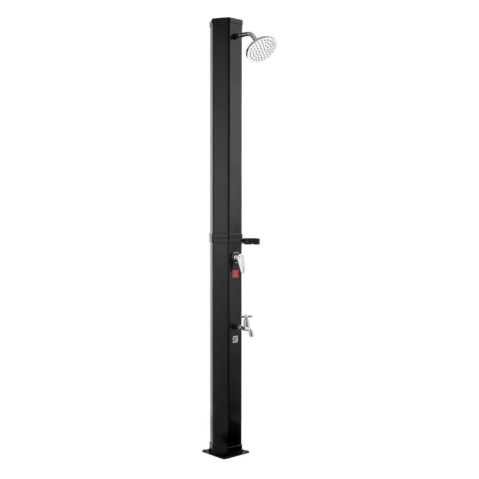 35L Solar Heated Shower, 195cm Showerhead Height Outdoor Shower, with Foot Faucet & Soap Box Rack, Hot & Cold Water Adjustment, Freestanding for Backyard Poolside Beach Pool,Black - Image 1
