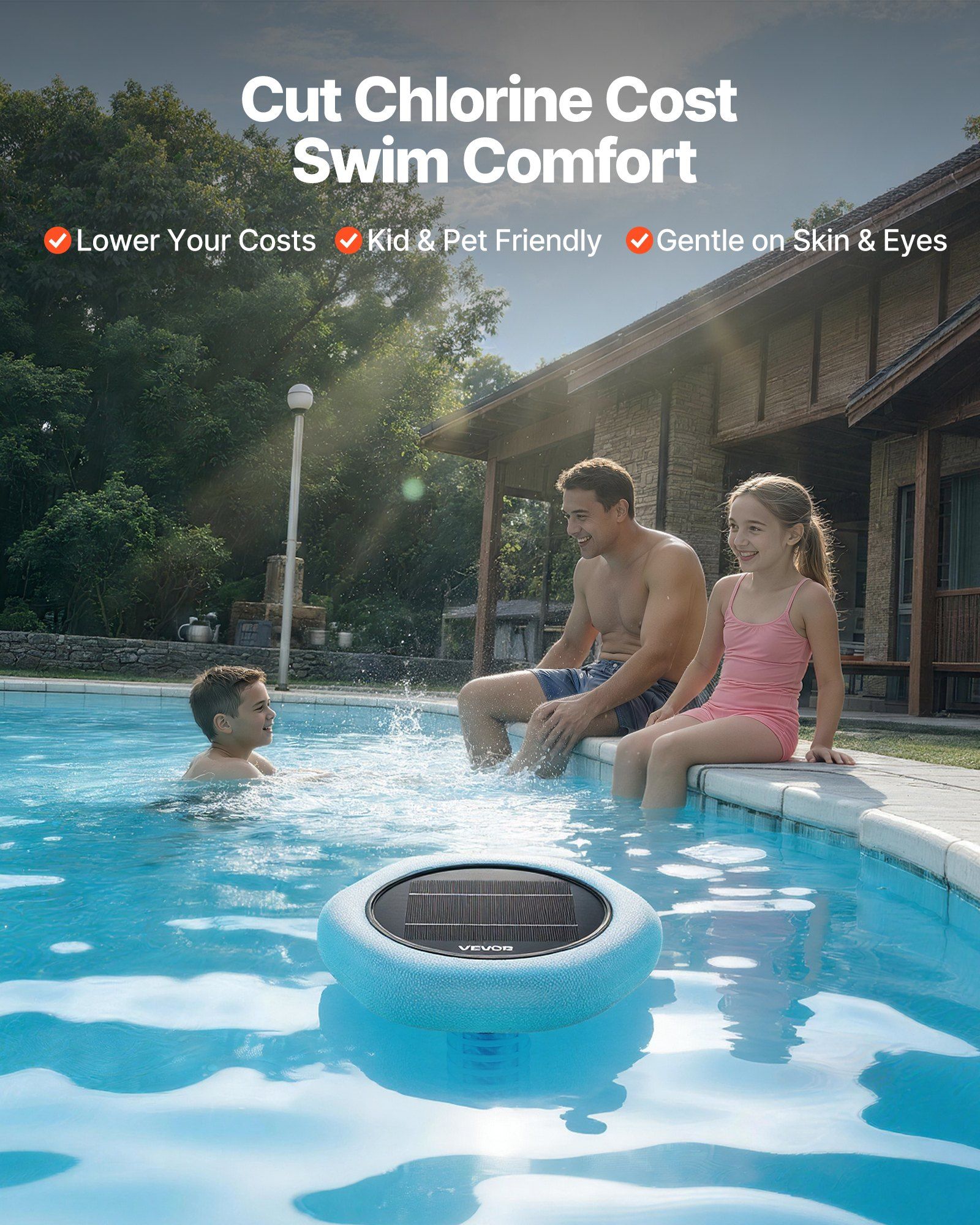 Solar Pool Ionizer, Hexagon Copper Pool Ionizer Up to 170343 L, Floating Automatic Water Cleaner and Purifier, Chlorine Free Water, with Copper Anode, Spring, Brush and Filter for Pools & Spas - Image 2