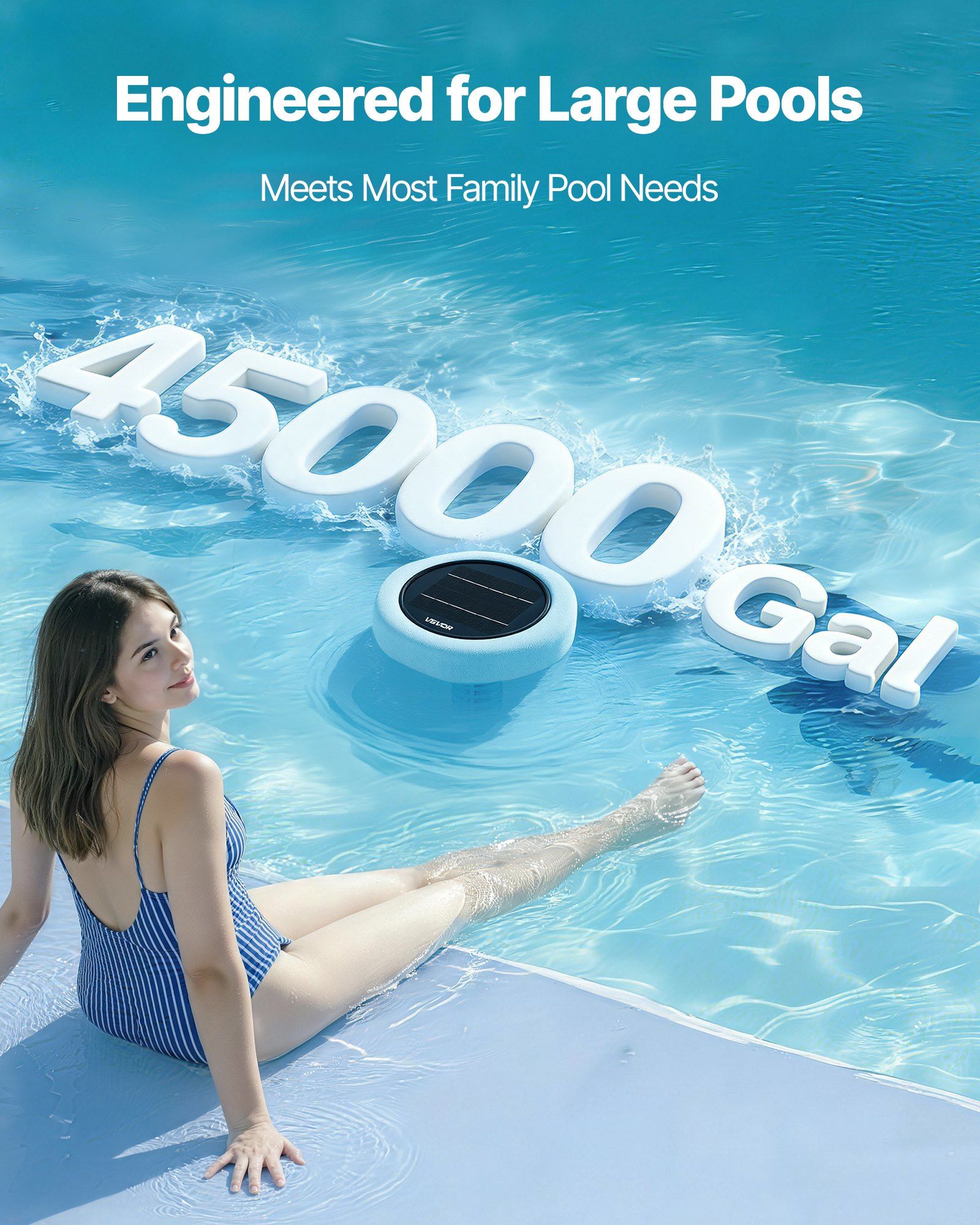 Solar Pool Ionizer, Hexagon Copper Pool Ionizer Up to 170343 L, Floating Automatic Water Cleaner and Purifier, Chlorine Free Water, with Copper Anode, Spring, Brush and Filter for Pools & Spas - Image 4
