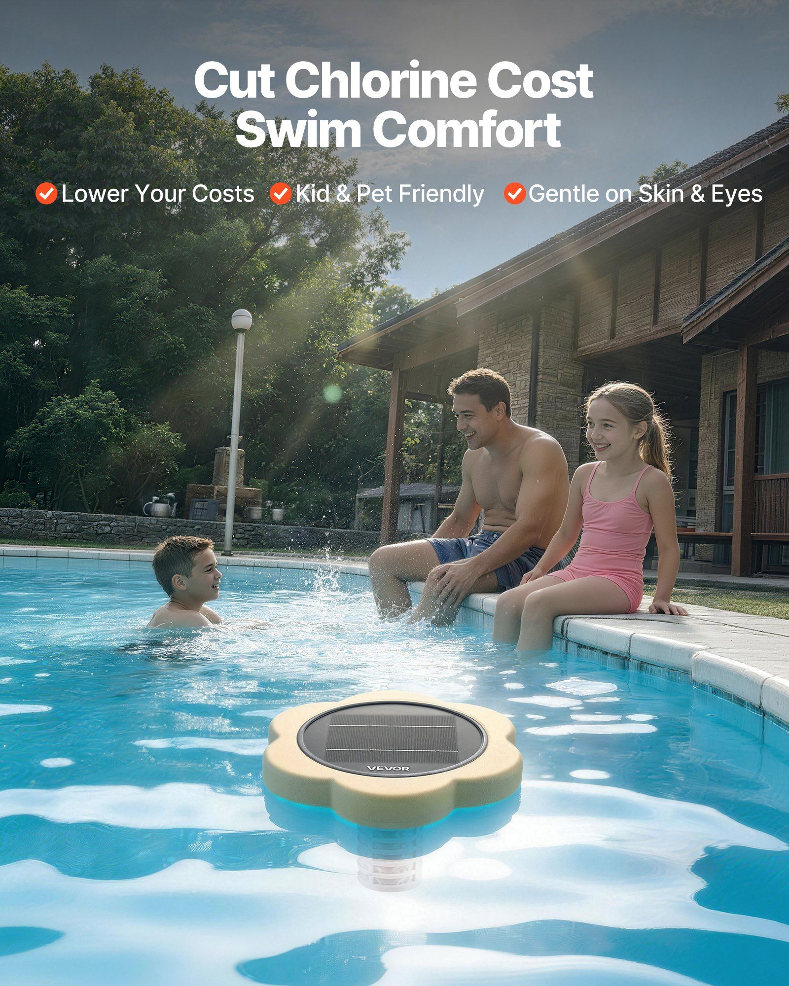Solar Pool Ionizer, Petal Copper Pool Ionizer Up to 170343 L, Floating Automatic Water Cleaner and Purifier, Chlorine Free Water, with Copper Anode, Spring, Brush and Filter for Pools & Spas - Image 2