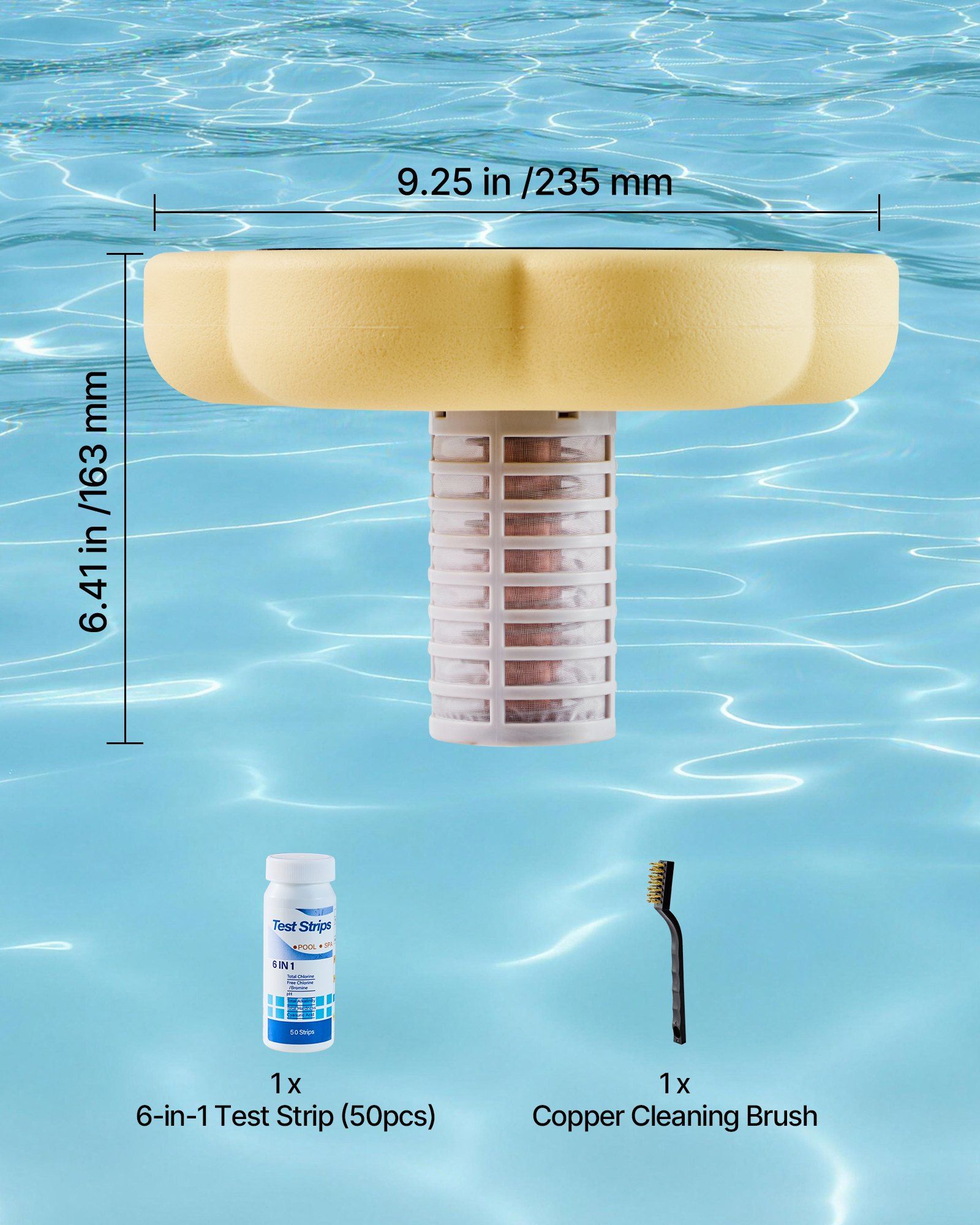 Solar Pool Ionizer, Petal Copper Pool Ionizer Up to 170343 L, Floating Automatic Water Cleaner and Purifier, Chlorine Free Water, with Copper Anode, Spring, Brush and Filter for Pools & Spas - Image 7