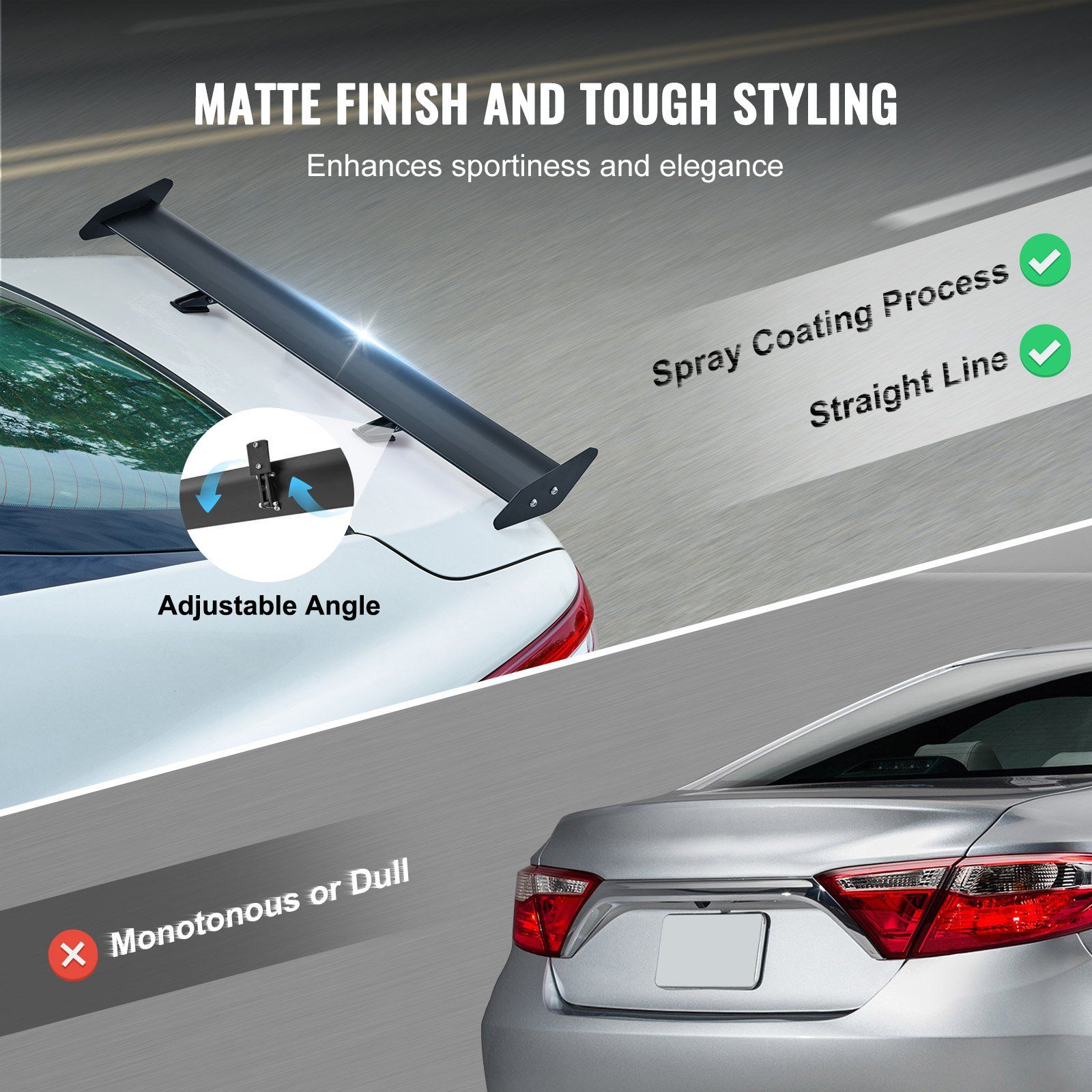 GT Wing Car Spoiler, 43.3 inch Universal Spoiler with Single Deck, Adjustable Lightweight Aluminum, Car Rear Spoiler Wing, Racing Spoiler BGW/JDM Drift Black - Image 4