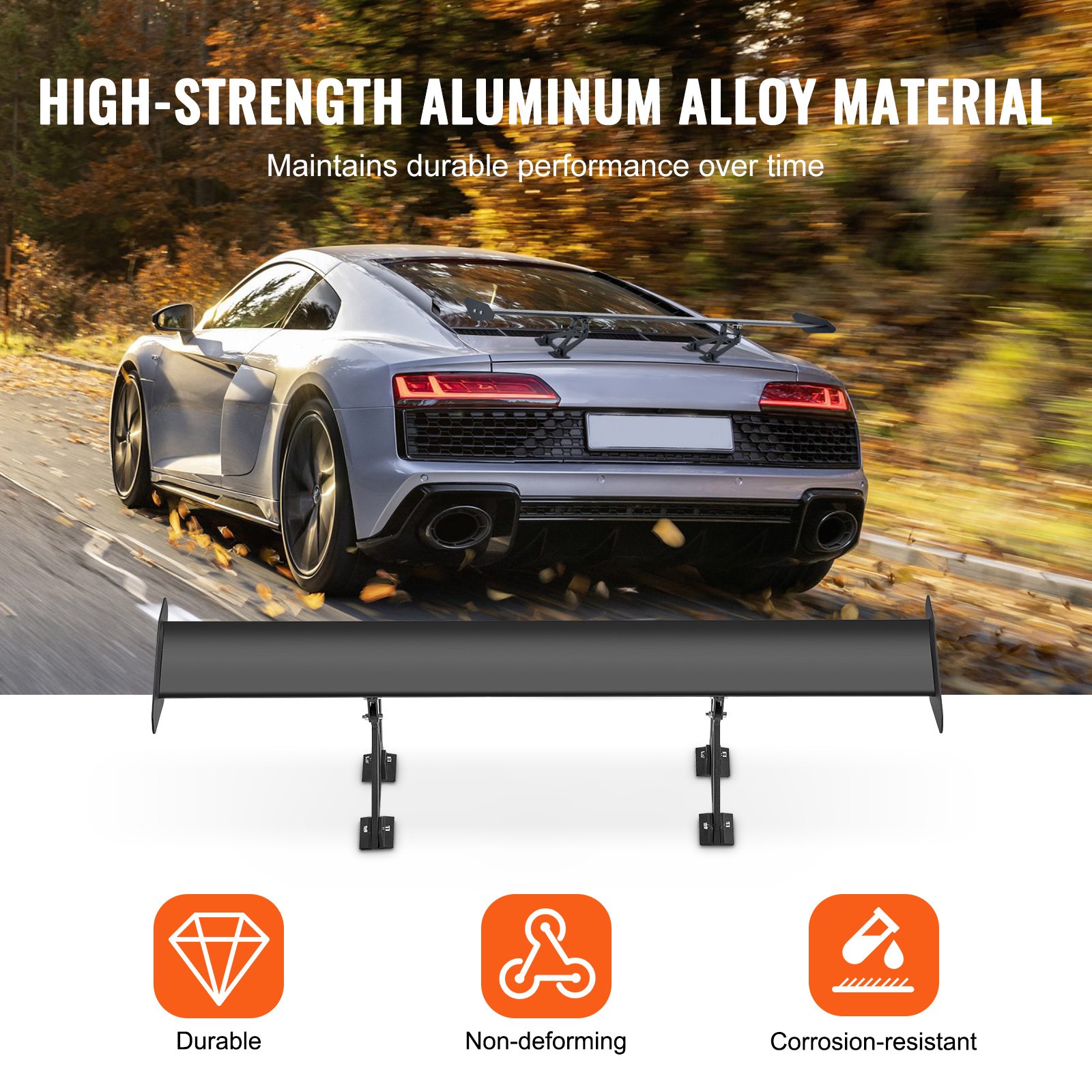 GT Wing Car Spoiler, 43.3 inch Universal Spoiler with Single Deck, Adjustable Lightweight Aluminum, Car Rear Spoiler Wing, Racing Spoiler BGW/JDM Drift Black - Image 3