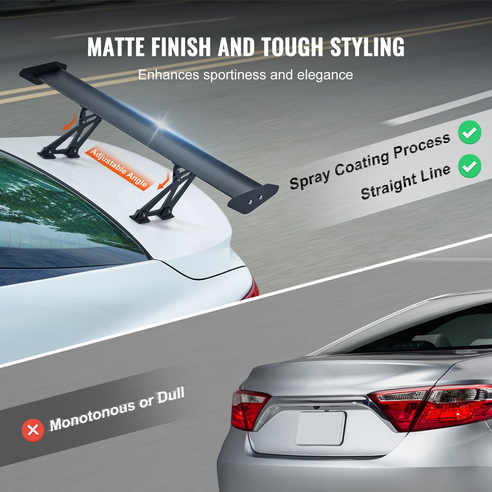 GT Wing Car Spoiler, 43.3 inch Universal Spoiler with Single Deck, Adjustable Lightweight Aluminum, Car Rear Spoiler Wing, Racing Spoiler BGW/JDM Drift Black - Image 4