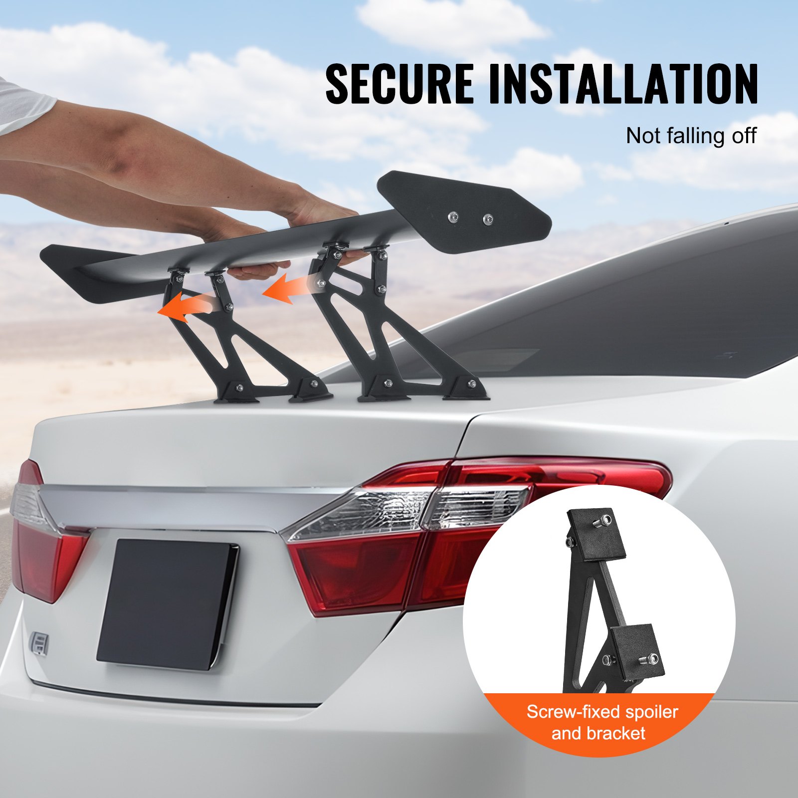 GT Wing Car Spoiler, 43.3 inch Universal Spoiler with Single Deck, Adjustable Lightweight Aluminum, Car Rear Spoiler Wing, Racing Spoiler BGW/JDM Drift Black - Image 6