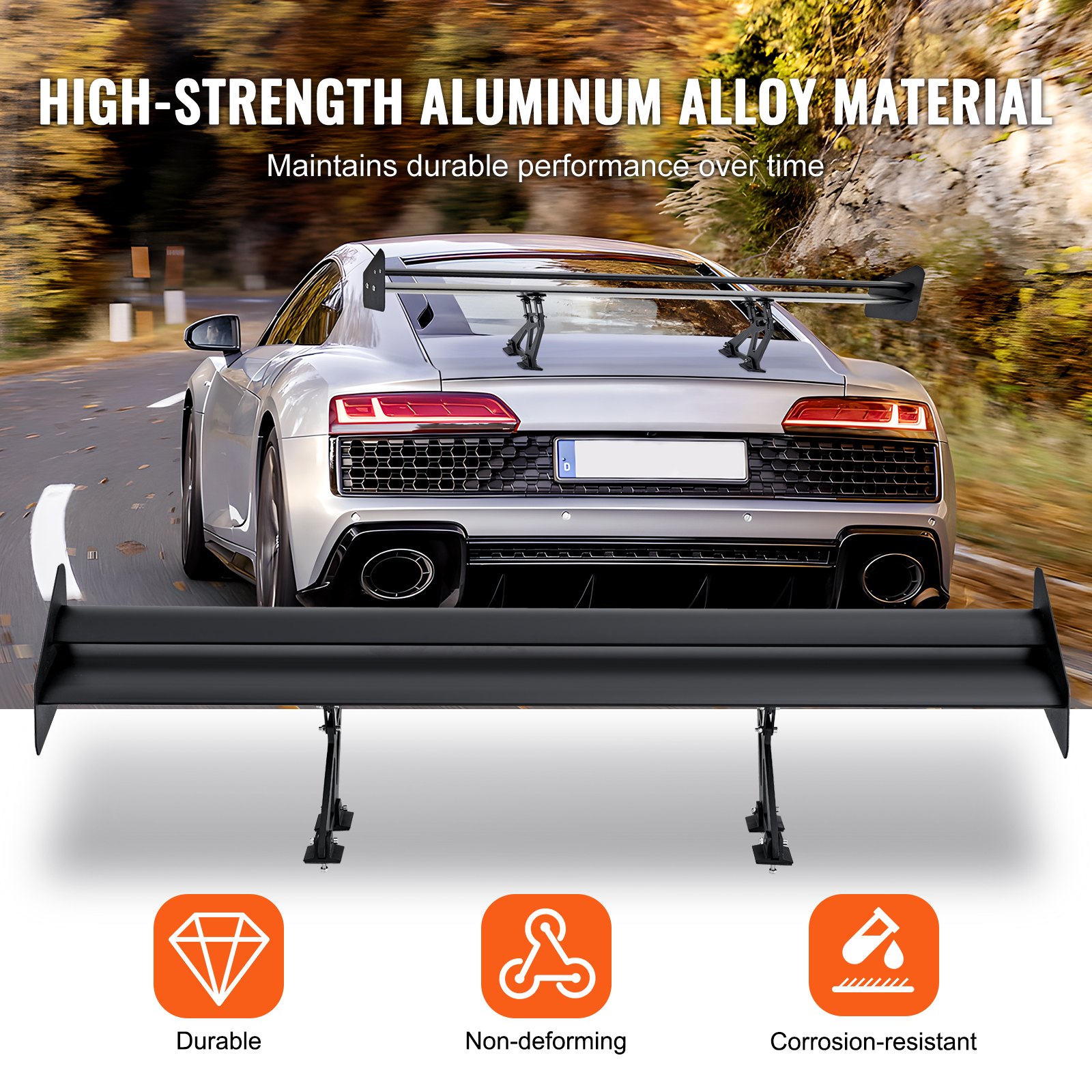 GT Wing Car Spoiler, 53.1 inch Universal Spoiler with Double Deck, Adjustable Lightweight Aluminum, Car Rear Spoiler Wing, Racing Spoiler BGW/JDM Drift Black - Image 3