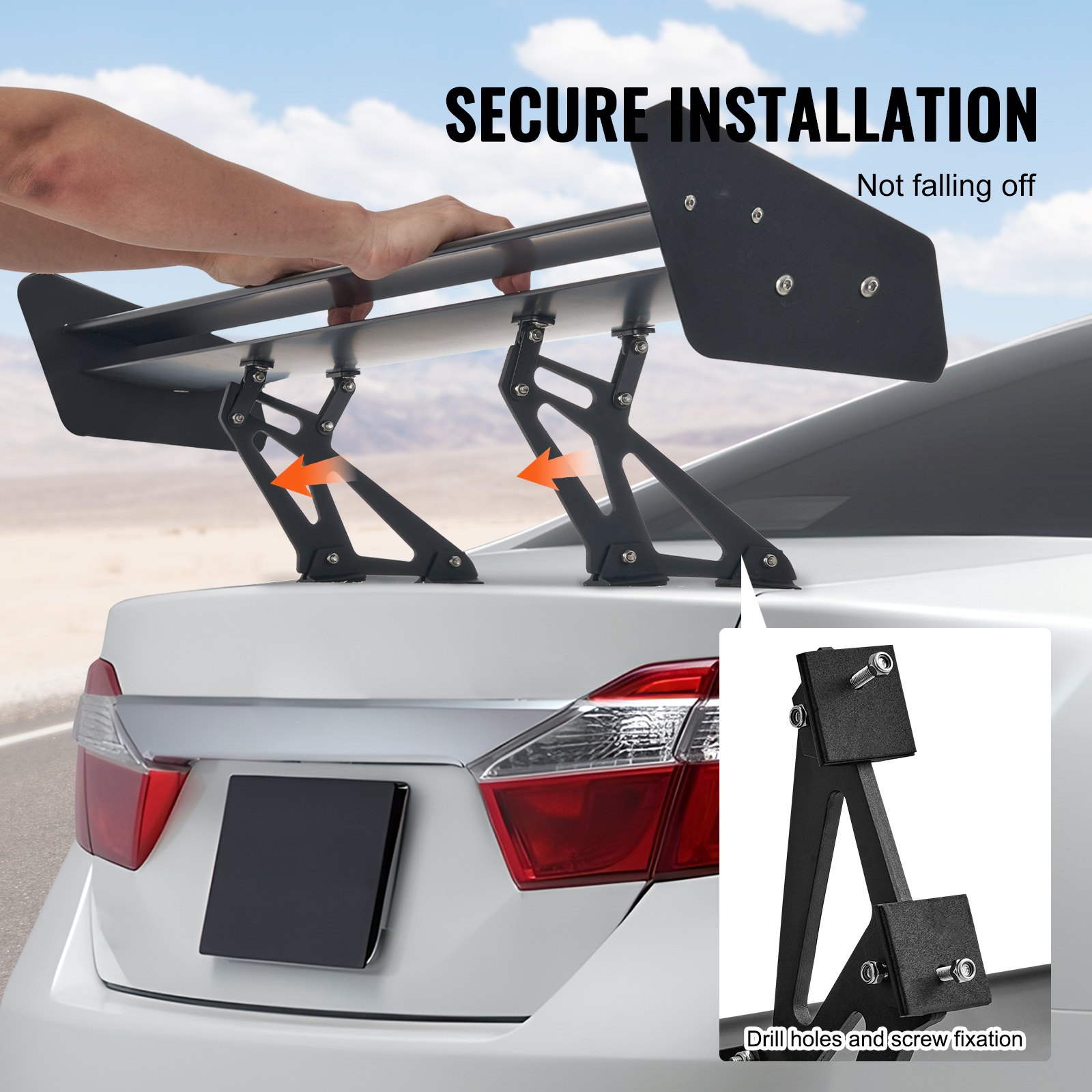 GT Wing Car Spoiler, 53.1 inch Universal Spoiler with Double Deck, Adjustable Lightweight Aluminum, Car Rear Spoiler Wing, Racing Spoiler BGW/JDM Drift Black - Image 6