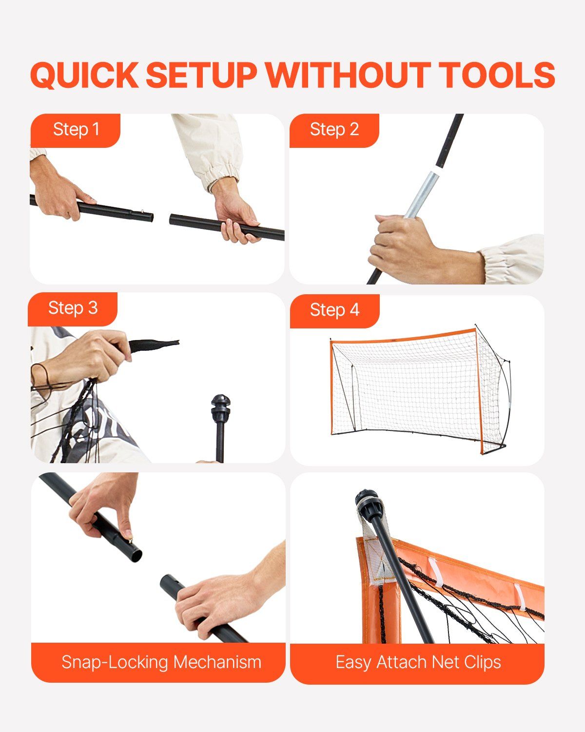 Portable Soccer Goal, 12x6 ft Adults Kids Backyard Soccer Net, Large Practice Soccer Net, Steel Fiberglass Structure Training Goal Set, All-Weather Outdoor Soccer Goals with Carry Bag, Orange - Image 5