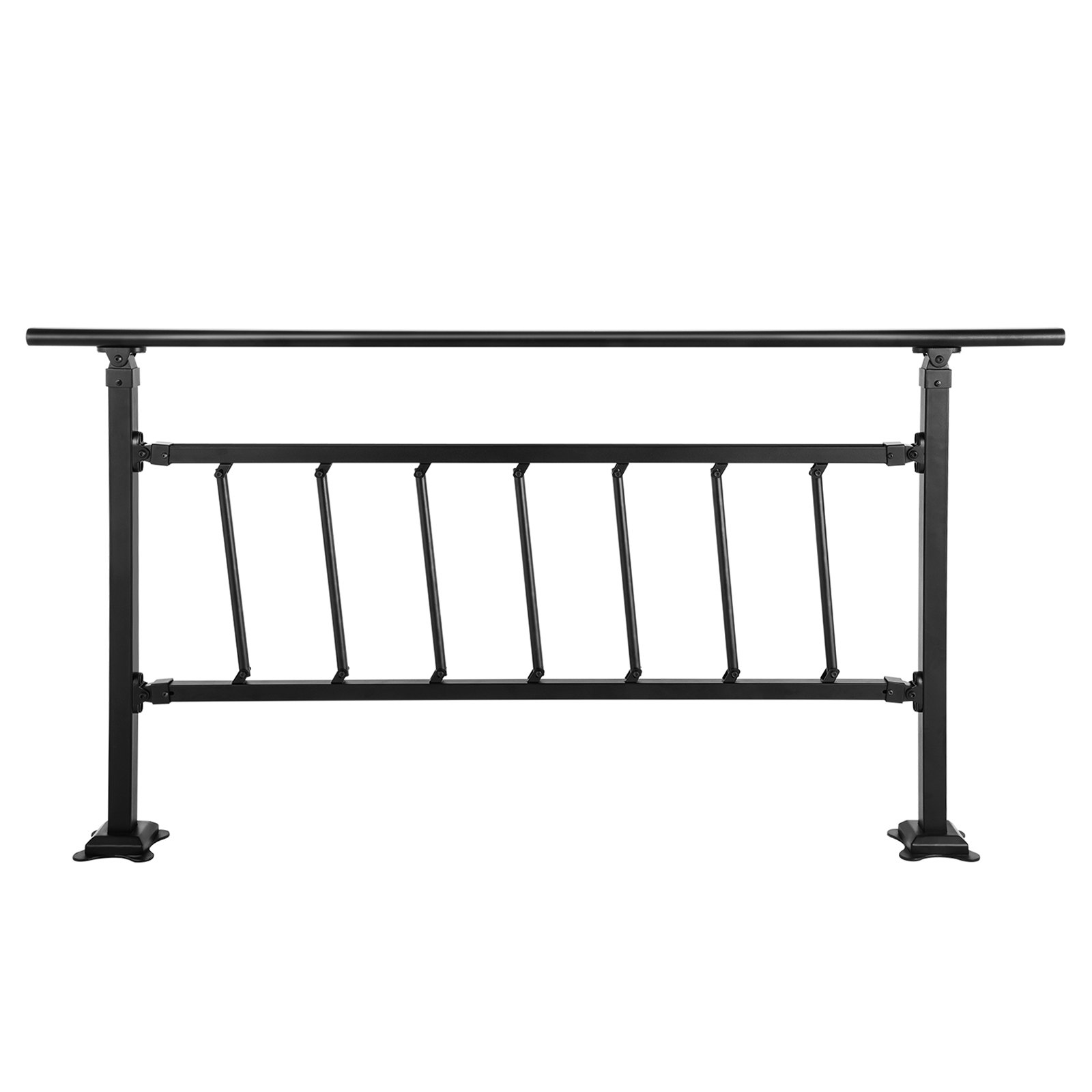Iron Handrail Stair Railing Hand Rail Kit 1-4 Steps Outdoor Black w/ Bars - Image 1