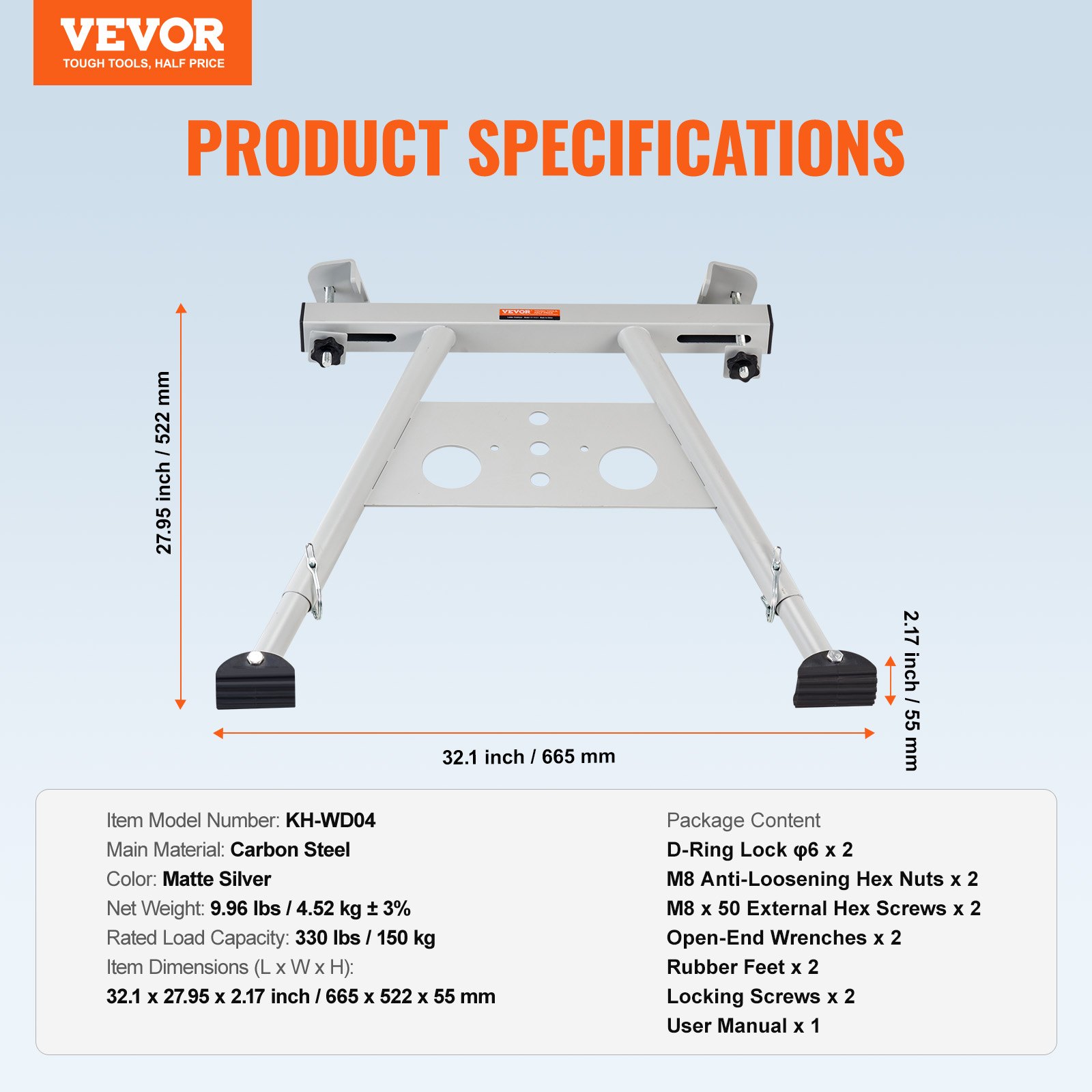 Ladder Stabilizer, Adjustable Feet Extension Ladder Standoff, Heavy Duty Wall Ladder Accessories for Roof Gutter, Easy to Use & Wide Adaptability & Anti-slip Rubber Feet, 330 lbs Weight Rating - Image 7
