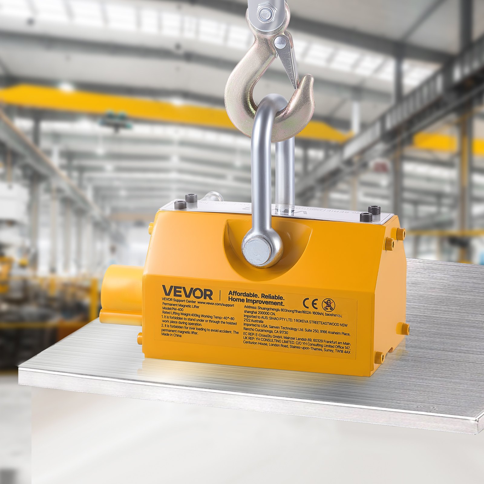 Permanent Magnetic Lifter, 400 kg Pulling Capacity, Heavy Duty N42 Neodymium Lifting Magnet with Release Handle and Steel Hook, Used in Shop Crane and Hoist, for Lifting Plate Steel, Board - Image 8