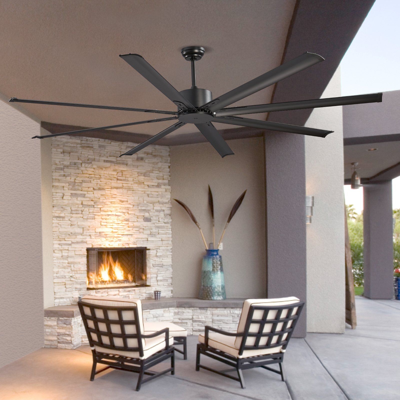 213 cm Ceiling Fan No Light, 6-Speed Remote Control, Aluminum 8-Blade, Reversible DC Motor, Modern Low Profile Flush Mount Exterior Fan for Bedroom, Living Room, Patio, Indoor/Outdoor, Black - Image 8
