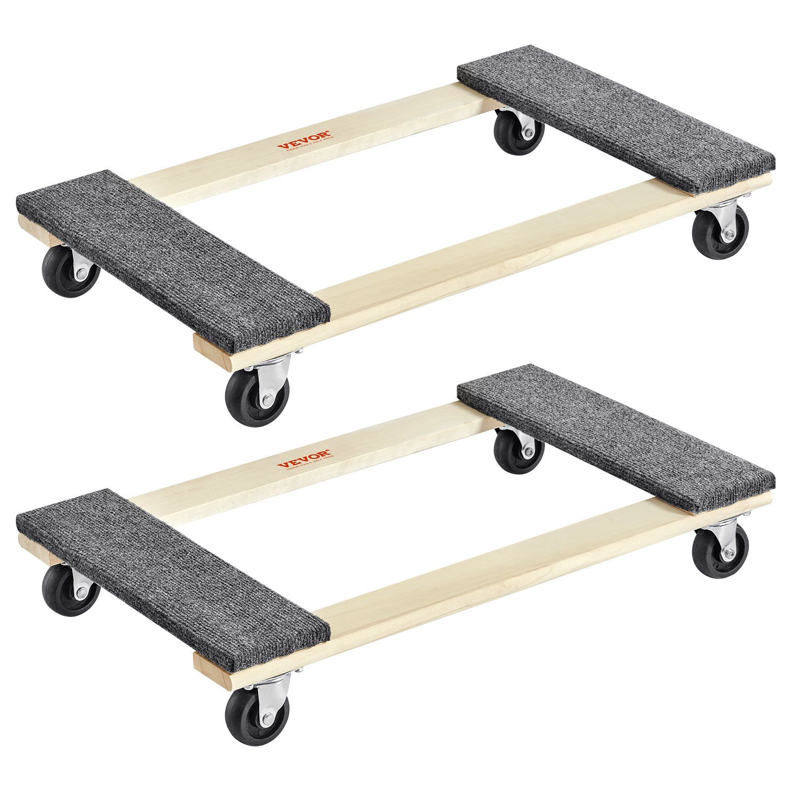 Furniture Dolly, 454kg Each Load Capacity, 2 Packs, 457.2x762mm, 8x76mm PP Swivel Casters, Heavy Duty Hardwood Furniture Moving Dolly, Mover's Dolly, Moving Cart with Wheels for Heavy Furniture - Image 1