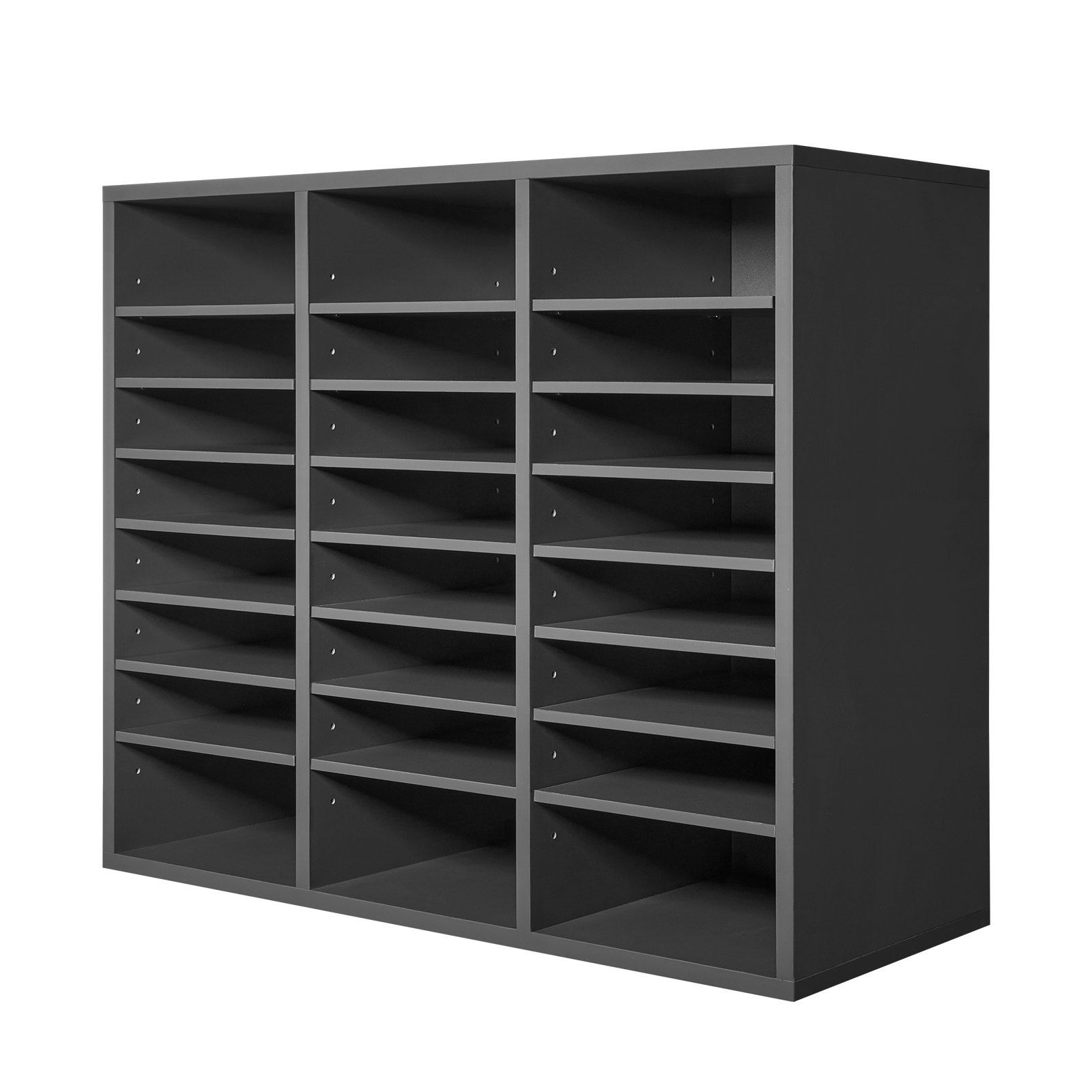 Literature Organizer, 24 Compartments Office Mailbox with Adjustable Shelves, Wooden Mailbox Sorter Medium Density Fiberboard Office Home Classroom Storage for Files, Documents, Papers, Grey - Image 1