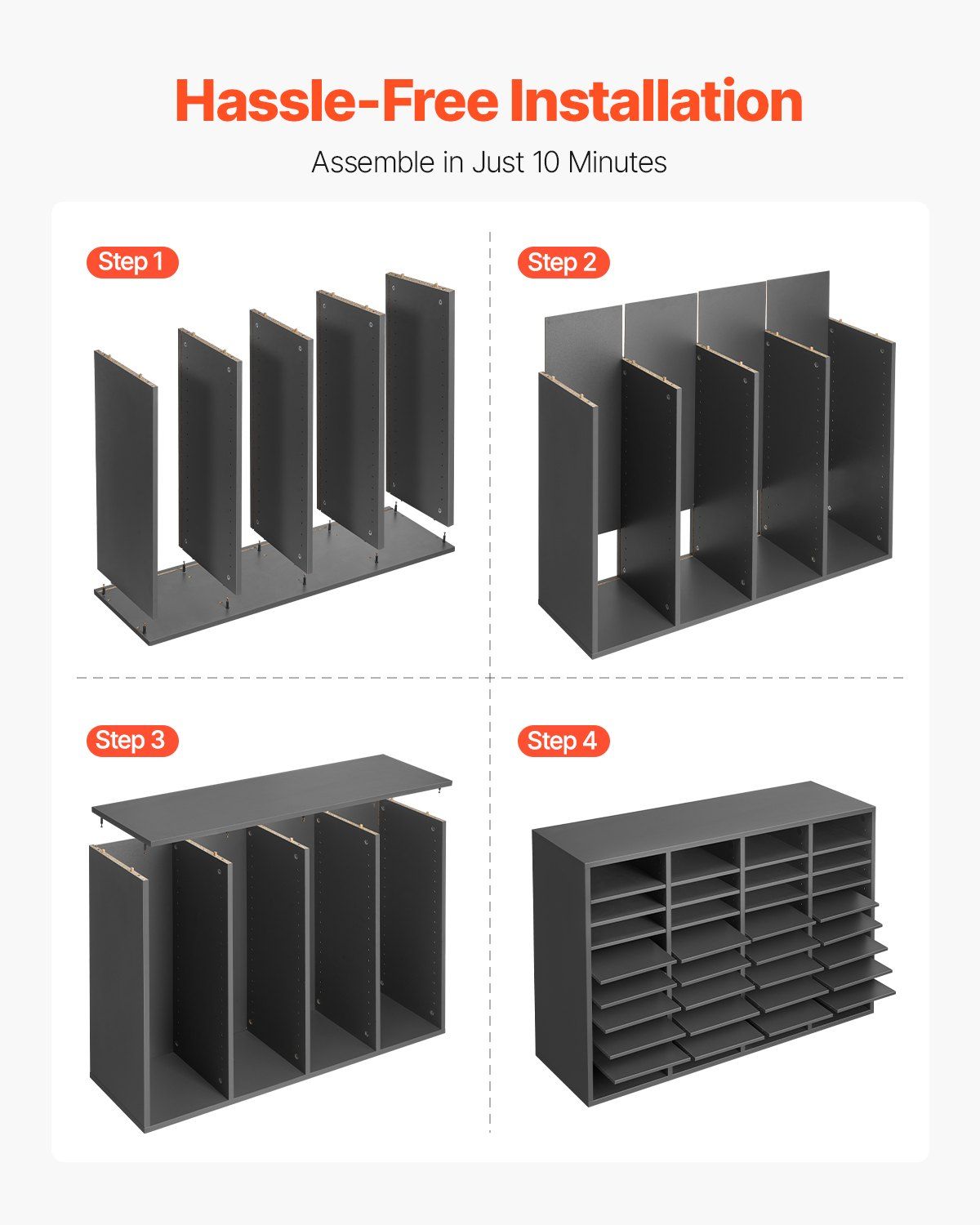 Literature Organizer, 36 Compartments Office Mailbox with Adjustable Shelves, Wooden Mailbox Sorter Medium Density Fiberboard Office Home Classroom Storage for Files, Documents, Papers, Grey - Image 6