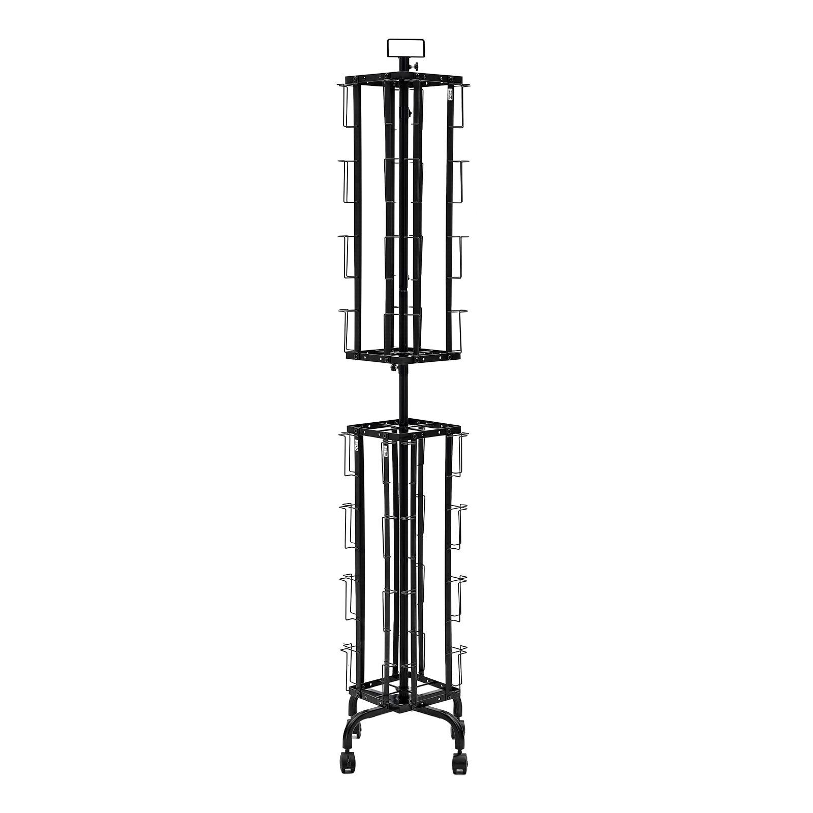 Greeting Cards Display Rack, 32 Pockets Rotating Postcard Brochure Display Stand, 360° Spinning Card Display Rack with Sign Holder & 4 Wheels (2 Lockable) for Exhibitions Office Trade Show - Image 1