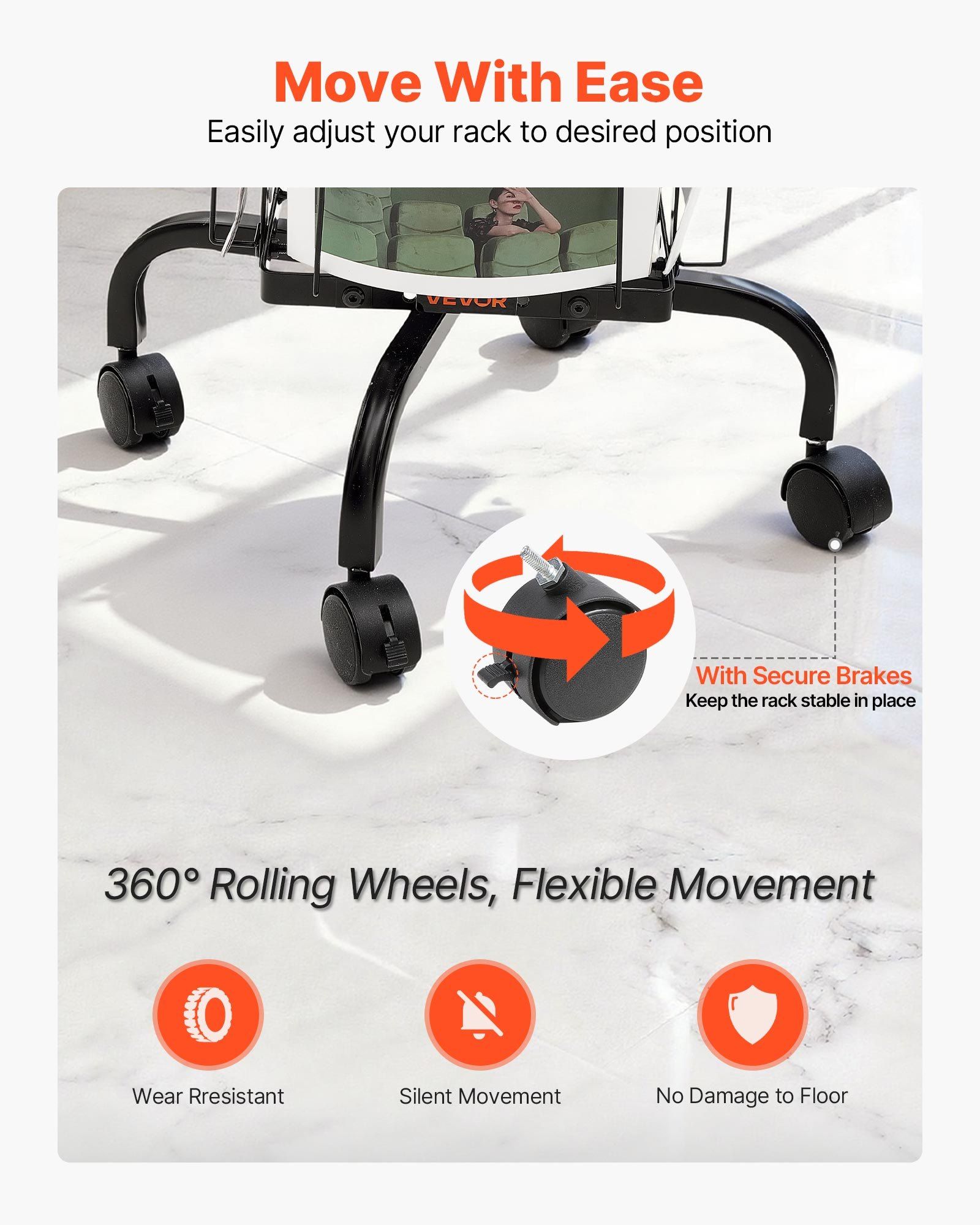 Greeting Cards Display Rack, 32 Pockets Rotating Postcard Brochure Display Stand, 360° Spinning Card Display Rack with Sign Holder & 4 Wheels (2 Lockable) for Exhibitions Office Trade Show - Image 5
