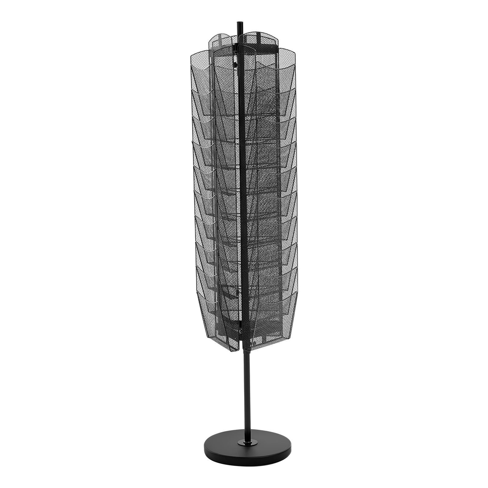 Rotating Brochure Display Rack, 30 Pockets Mesh Magazine Literature Display Stand, Portable Floor Standing Magazine Rack, Metal Newspaper Catalog Holders for Shop Exhibitions Office Trade Show - Image 1