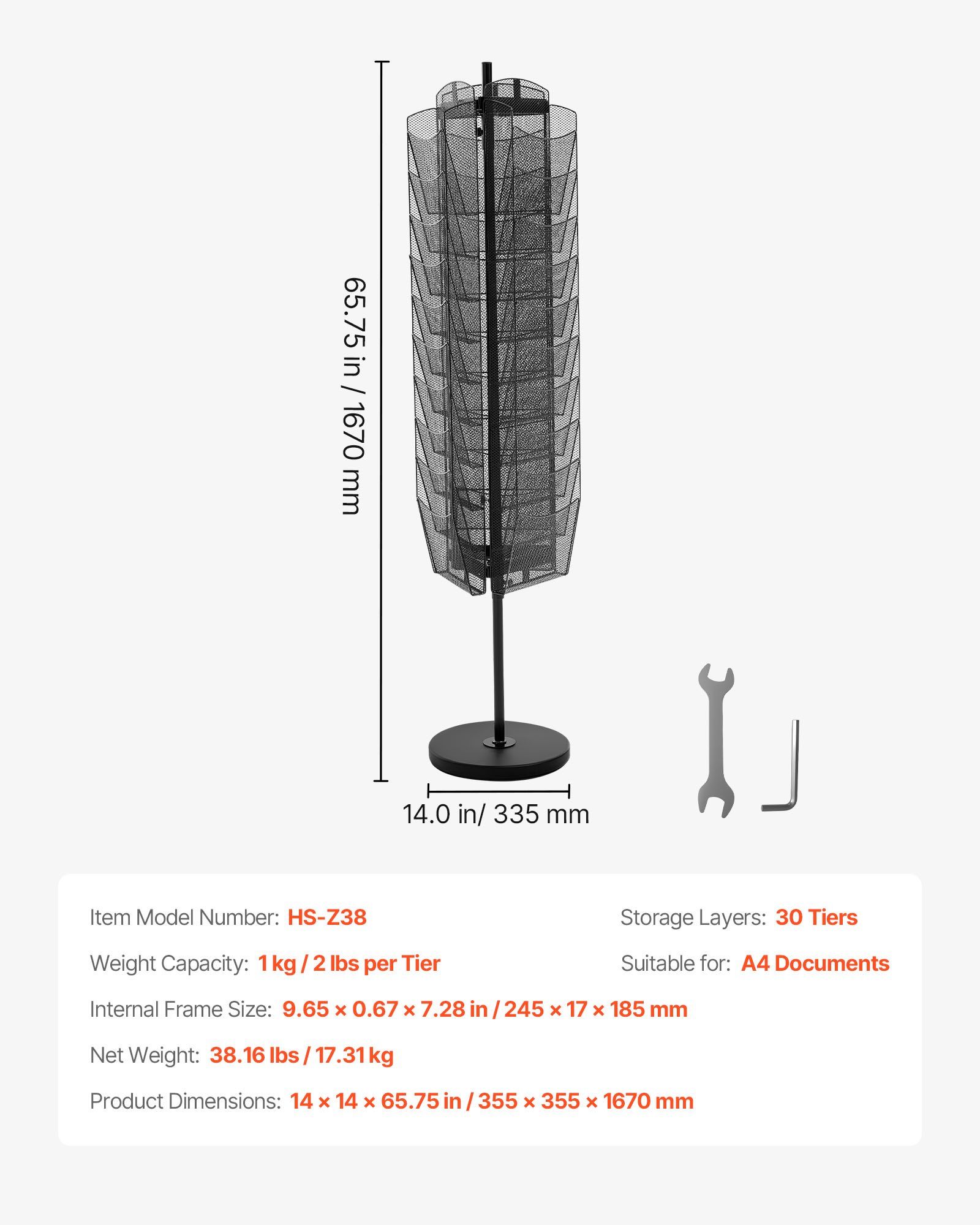 Rotating Brochure Display Rack, 30 Pockets Mesh Magazine Literature Display Stand, Portable Floor Standing Magazine Rack, Metal Newspaper Catalog Holders for Shop Exhibitions Office Trade Show - Image 7