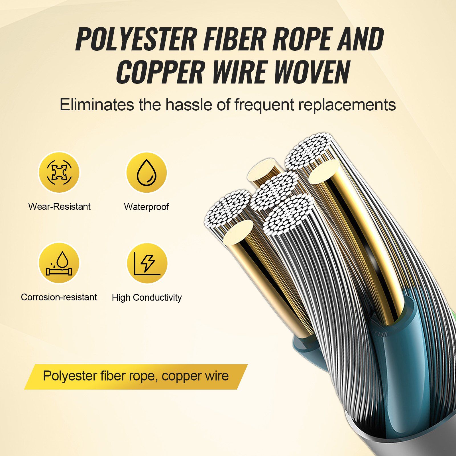 Electric Fence Wire, 1000Ft 305M Portable Polywire, 1/4