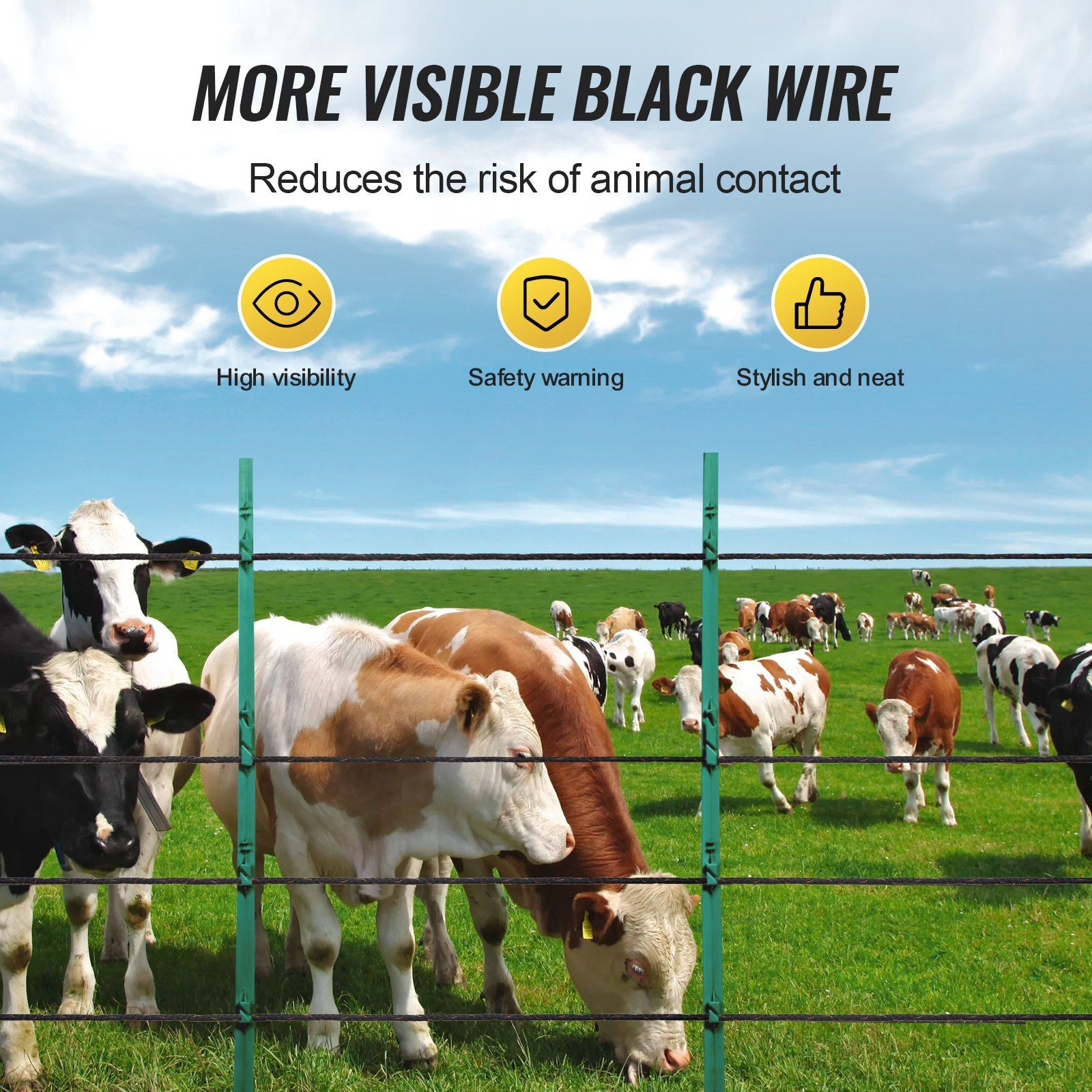 Electric Fence Wire, 1000Ft 305M Portable Polywire, 1/4