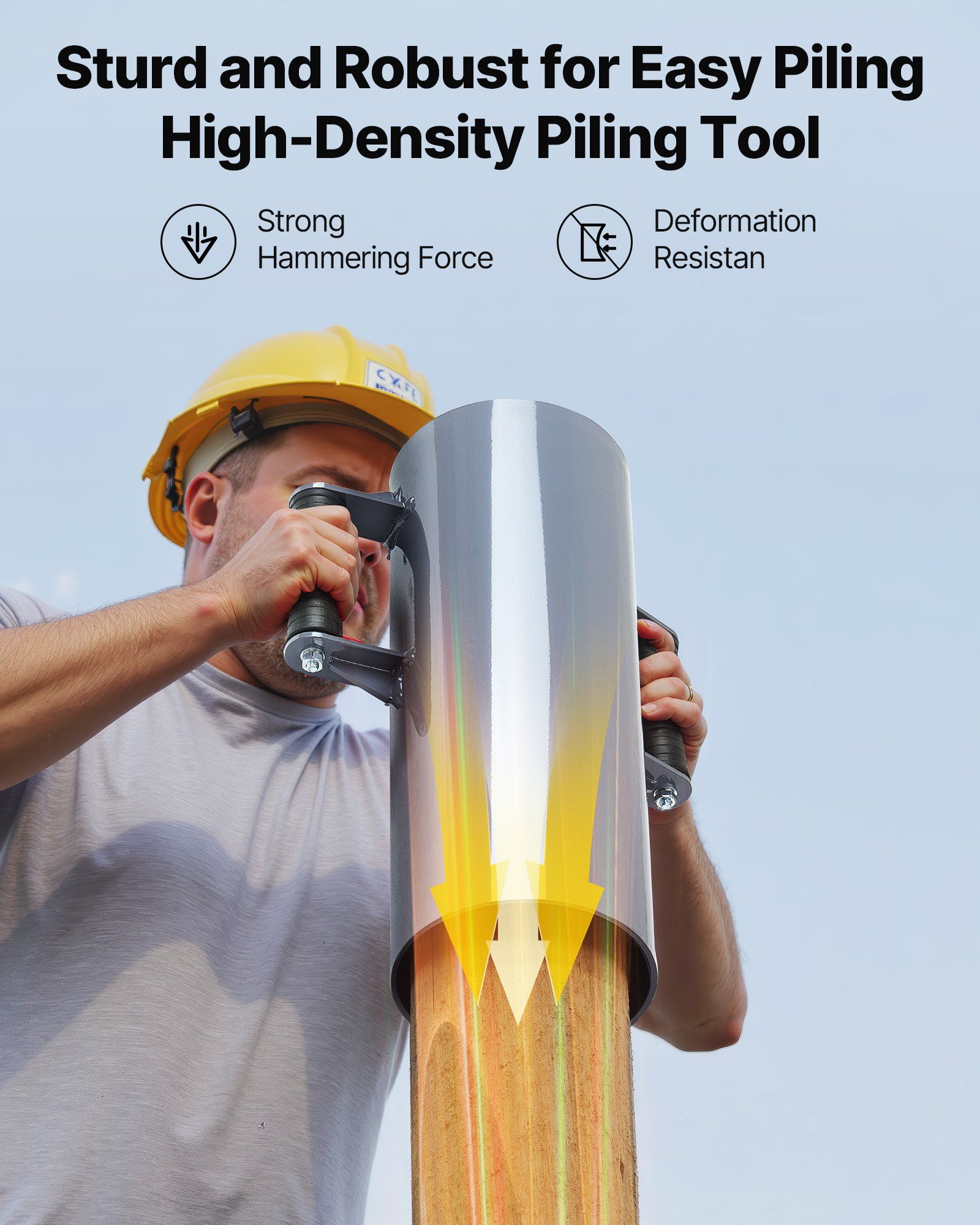 Fence Post Driver, Heavy Duty T Post Driver with Handles, Metal Manual Pounder Rammer for U-Channel,Wooden Fence, Fits T-Posts with Inner Diameter up to 6.1in,Ideal for Farm, Garden, Yard - Image 2