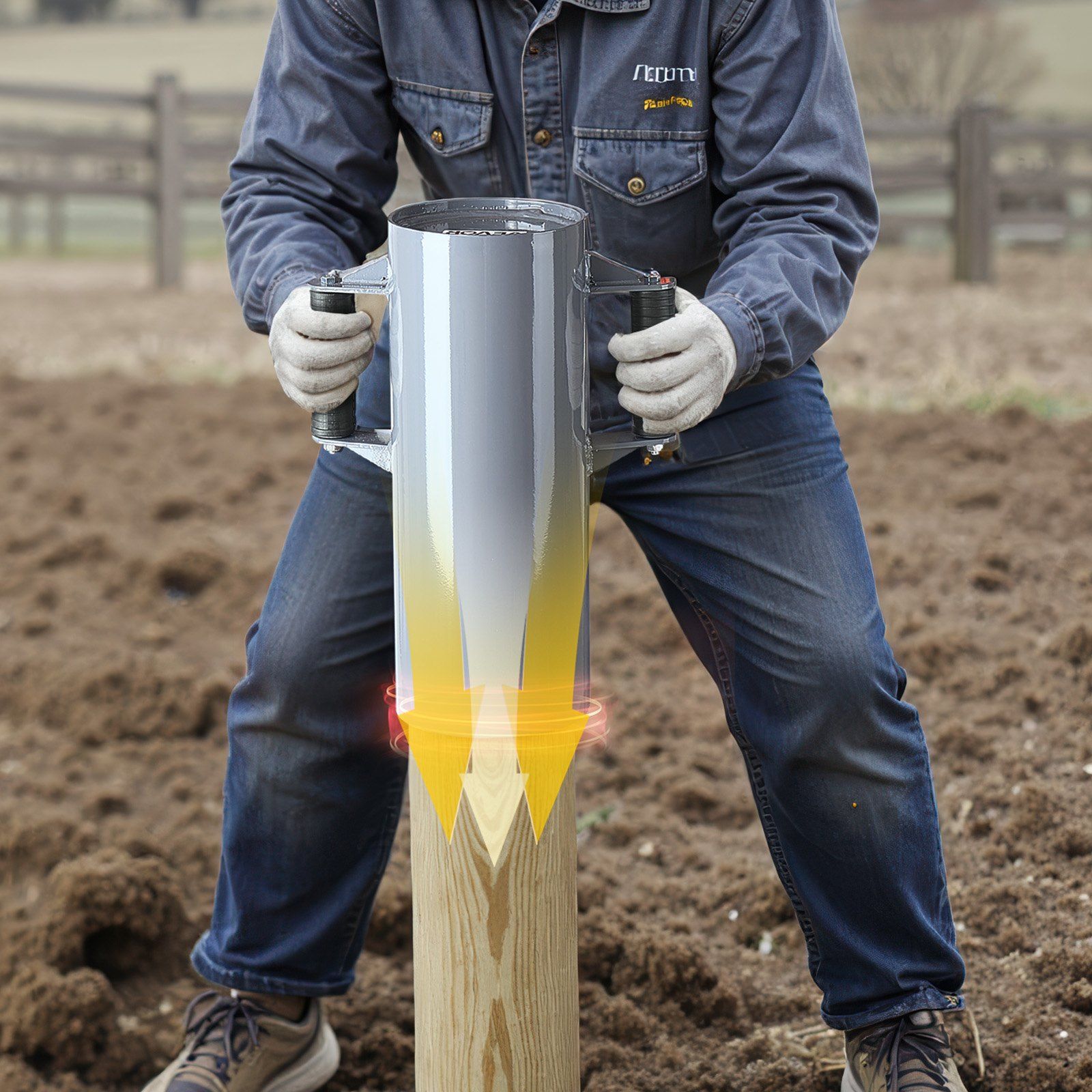 Fence Post Driver, Heavy Duty T Post Driver with Handles, Metal Manual Pounder Rammer for U-Channel,Wooden Fence, Fits T-Posts with Inner Diameter up to 6.1in,Ideal for Farm, Garden, Yard - Image 7