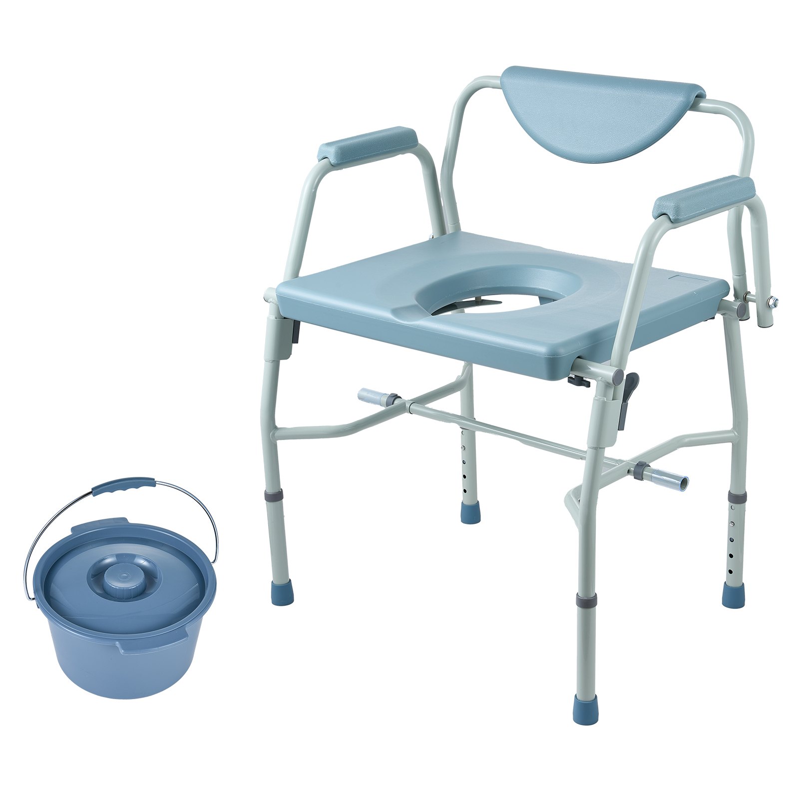 Commode Chair, Bedside Commode with Drop-Down Arms and Detachable Backrest, 5-Level Adjustable Height, 7L Removable Bucket, Easy to Assemble, 1000LBS Capacity, Portable Toilet for Adults Seniors - Image 1