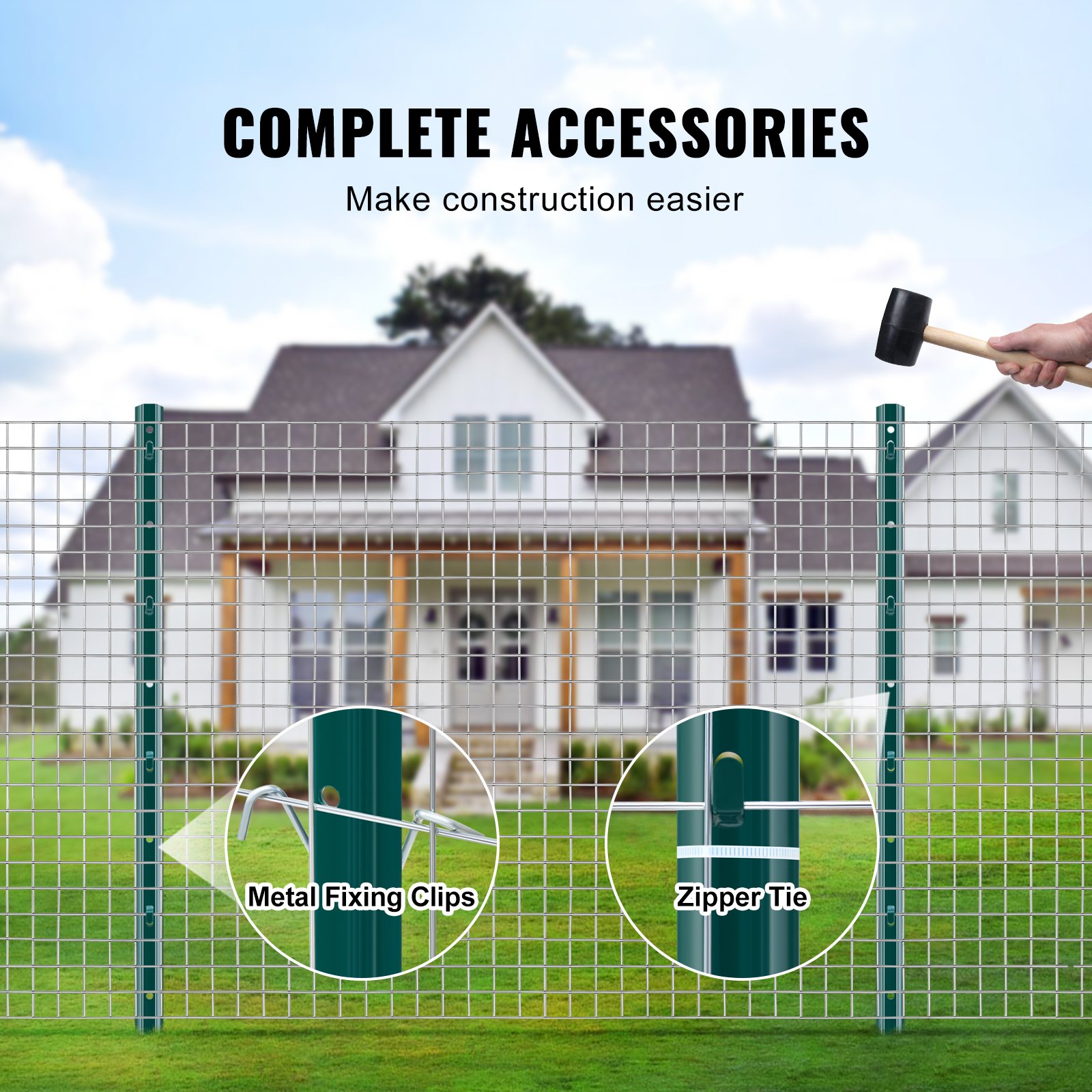 3 Feet Fence Post, 10 Pack U-Channel Heavy Duty Metal Fence Posts, Sturdy Steel Fence Stakes for Garden Yard, Lawn, Farms and Outdoor Wire Fencing, Green - Image 5