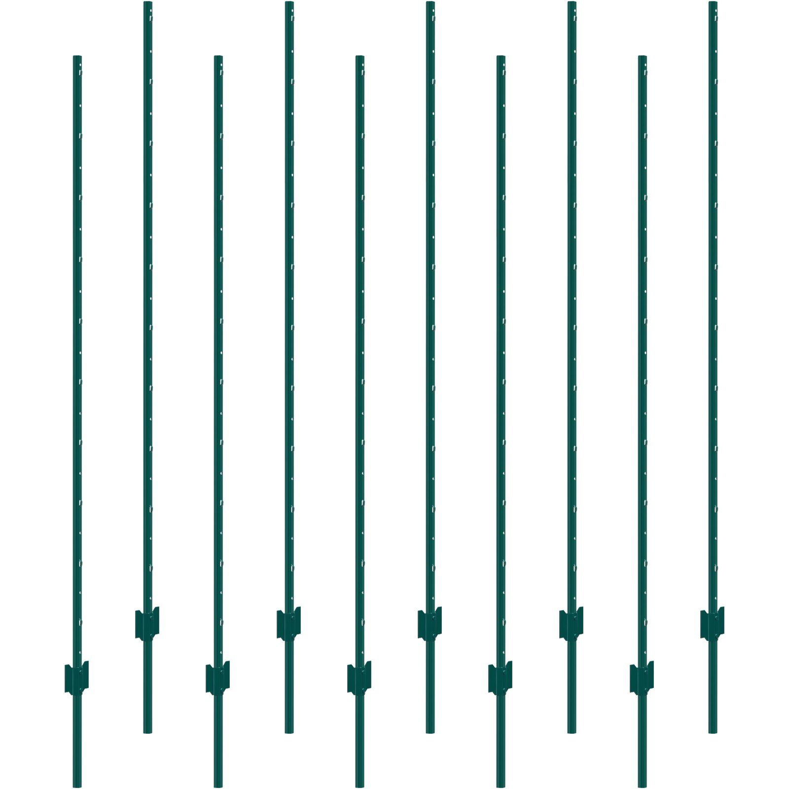 6 Feet Fence Post, 10 Pack U-Channel Heavy Duty Metal Fence Posts, Sturdy Steel Fence Stakes for Garden Yard, Lawn, Farms and Outdoor Wire Fencing, Green - Image 1