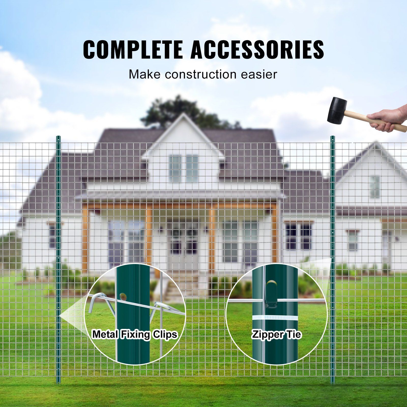 6 Feet Fence Post, 10 Pack U-Channel Heavy Duty Metal Fence Posts, Sturdy Steel Fence Stakes for Garden Yard, Lawn, Farms and Outdoor Wire Fencing, Green - Image 5