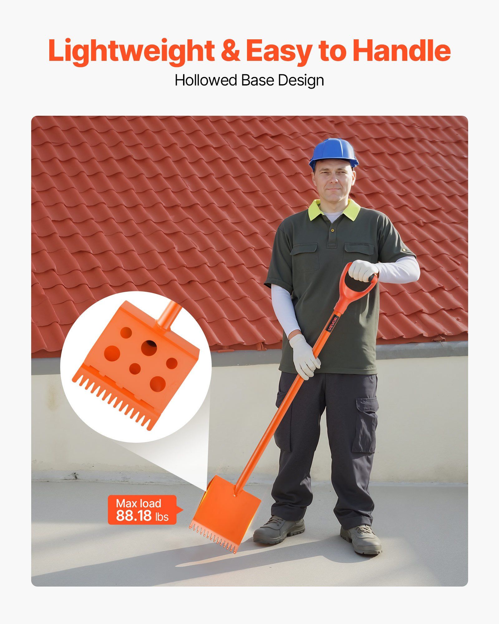 Shingle Shovel 2 Pack, D-Grip Handle Shingle Roof Ripper, High Hardness 45# Steel & Lightweight Easy Tearing Off Roofing & Nails Tool, ideal for Commercial and Residential Use,Orange - Image 4