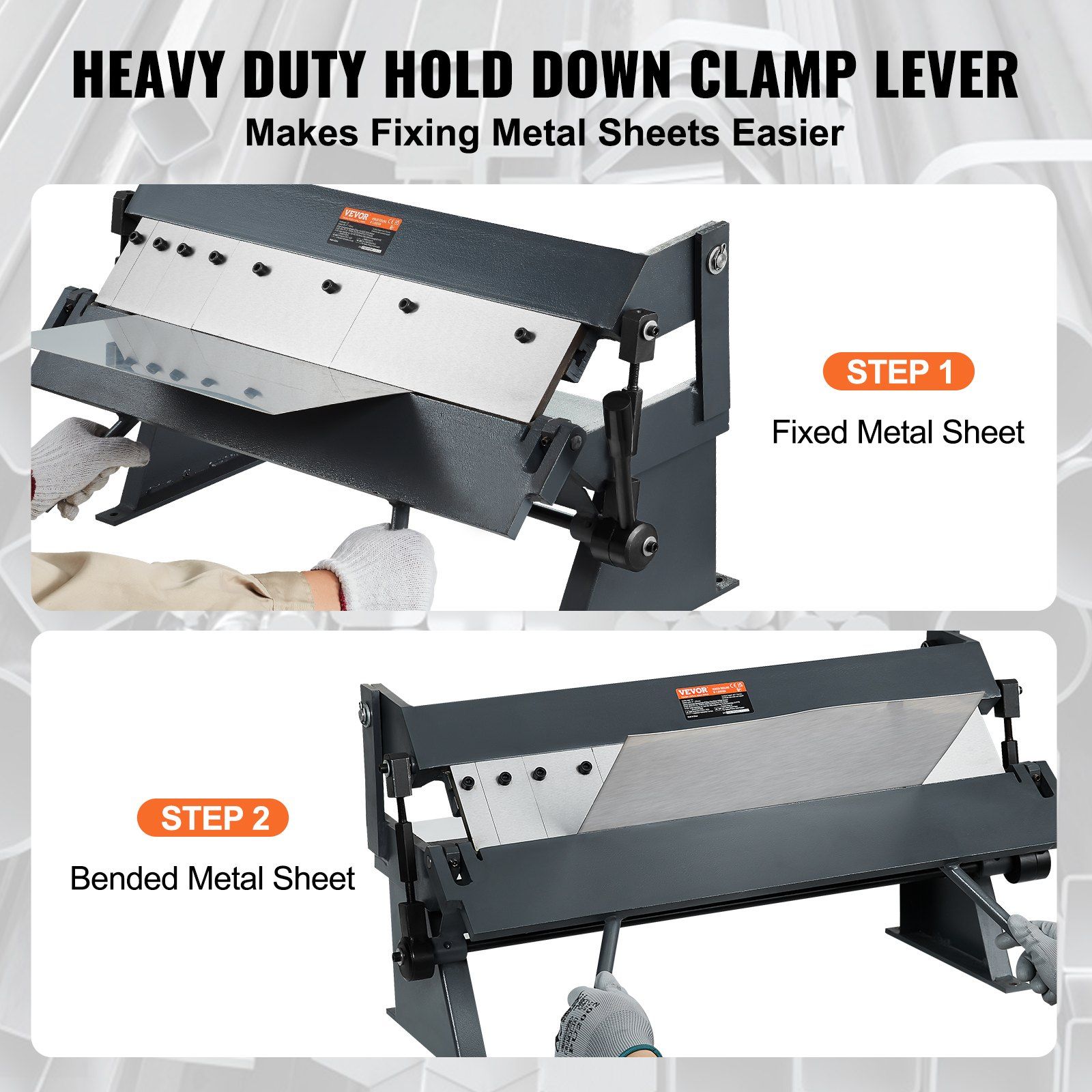 Box and Pan Brake, 610 ± 10 mm, 0-130 Degrees Sheet Metal Bending Brake, Portable Metal Bender with 20 Gauge Low Carbon Steel 14 Gauge Aluminum Capacity, 5 Adjustable Fingers for Metal Bending - Image 4
