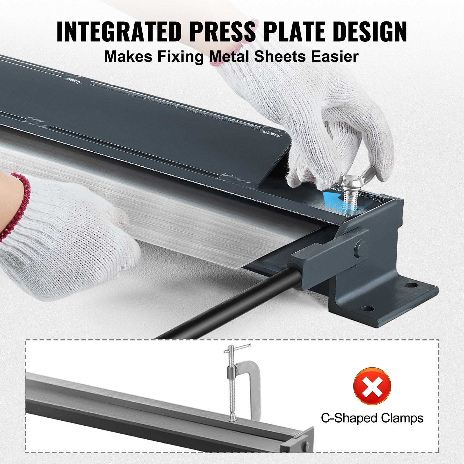 Box and Pan Brake, 910 ± 10 mm, 0-130 Degrees Sheet Metal Bending Brake, Portable Mini Metal Bender with 20 Gauge Low Carbon Steel 14 Gauge Aluminum Capacity Power Handle, for Metal Bending - Image 3