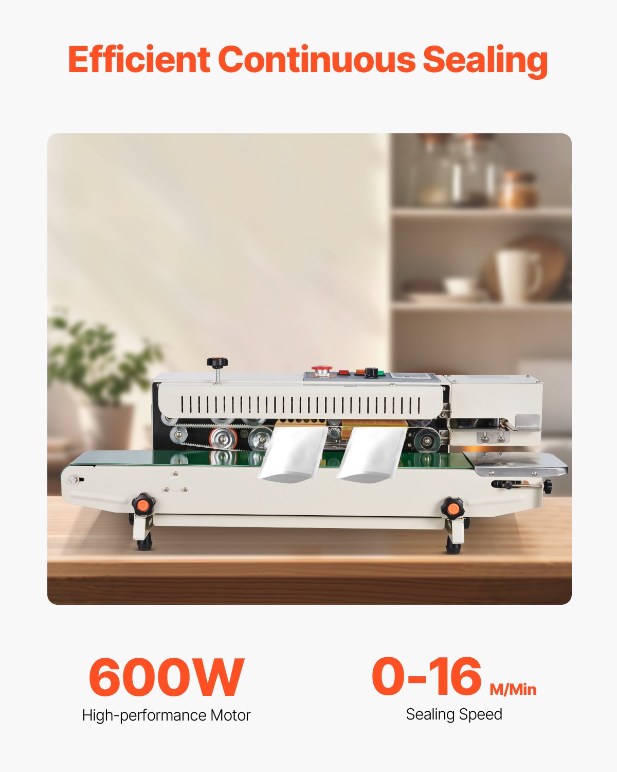 Continuous Bag Band Sealing Machine, 6-12 mm Seal Width, Horizontal Band Sealer Machine with Digital Temperature Control, Bag Sealer for 0.02-0.8 mm Plastic Bags Films with Inflation Function - Image 2