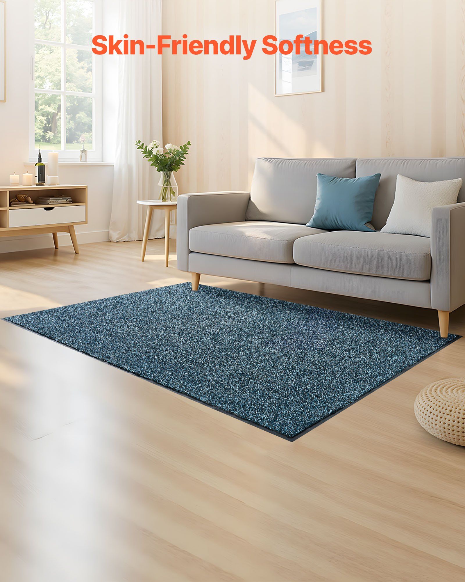 Front Door Mat, 1829 x 1219 mm Commercial Floor Mat for Indoor and Outdoor, Industrial Entrance Carpet with PVC Backing, Heavy Duty Washable Entry Rug for Hallway, Balcony, Garage, Slate Blue - Image 3