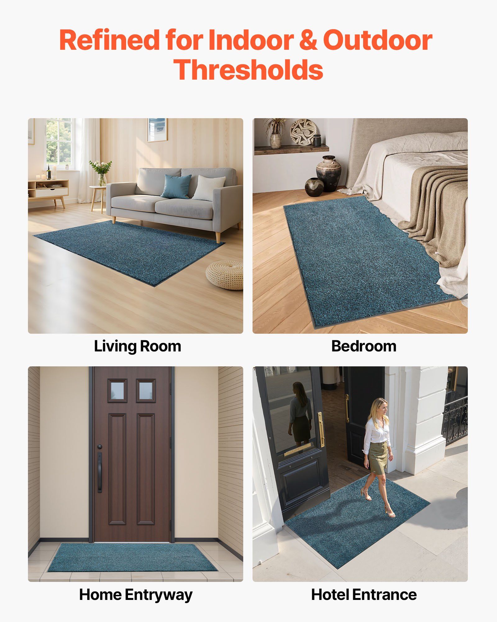 Front Door Mat, 1829 x 1219 mm Commercial Floor Mat for Indoor and Outdoor, Industrial Entrance Carpet with PVC Backing, Heavy Duty Washable Entry Rug for Hallway, Balcony, Garage, Slate Blue - Image 7