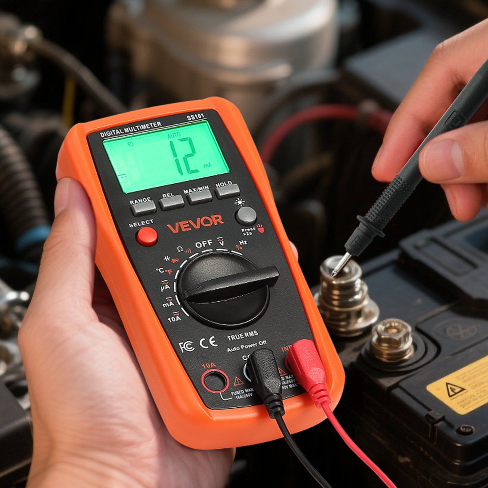 Digital Multimeter, 4000-Count TRMS DC/AC Voltmeter Current Tester, Auto-Ranging Multimeter for Current Voltage Resistance Capacitance Temperature Diodes Continuity Duty-Cycle Measurments - Image 8