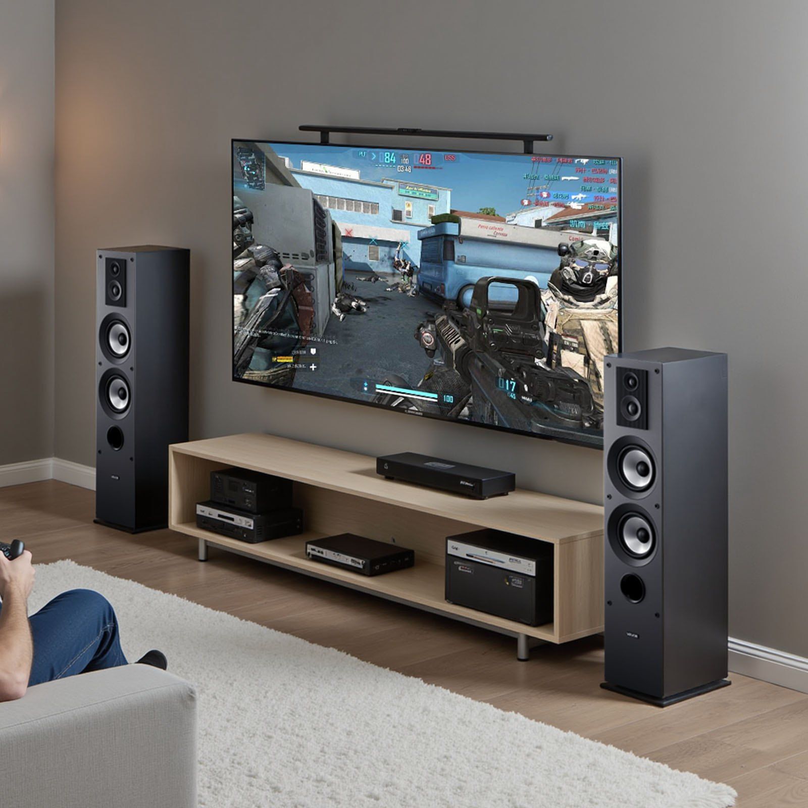 Floorstanding Speakers, 2-Way, Floor-Standing Tower Speakers with 25.4 mm Tweeter, Dual 165.1 mm Woofers, 400W Peak, 65Hz–20kHz Frequency Response, Durable MDF Enclosure, for Home Audio, Pair - Image 8