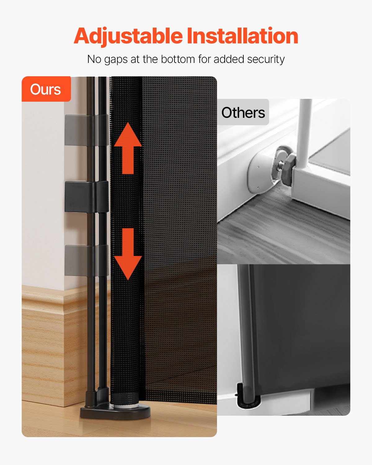 Retractable Baby Gate, 870 mm Tall, Extends up to 2800 mm Wide, Retractable Gate for Kids or Pets, Mesh Material, Easy to Install for Indoor Stairs, Doorways, Hallways, Playrooms, Black - Image 3