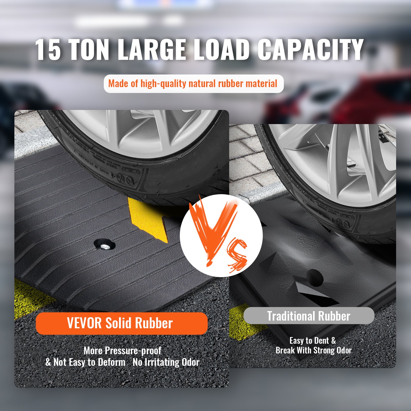 Upgraded Rubber Threshold Ramp, 3.8 cm Rise Wheelchair Ramp Doorway, Natural Curb Ramp Rated 15 tons Load Capacity, Non-Slip Textured Surface Rubber Curb Ramp for Wheelchair and Scooter - Image 3