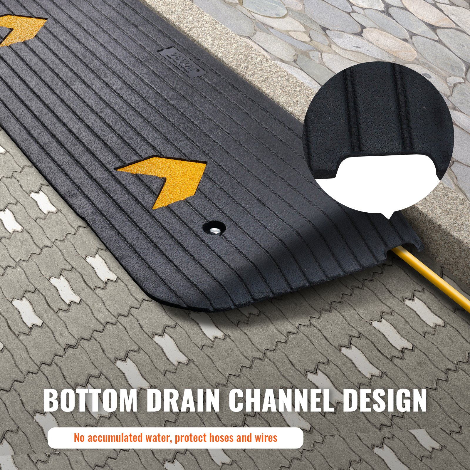 Upgraded Rubber Threshold Ramp, 3.8 cm Rise Wheelchair Ramp Doorway, Natural Curb Ramp Rated 15 tons Load Capacity, Non-Slip Textured Surface Rubber Curb Ramp for Wheelchair and Scooter - Image 5