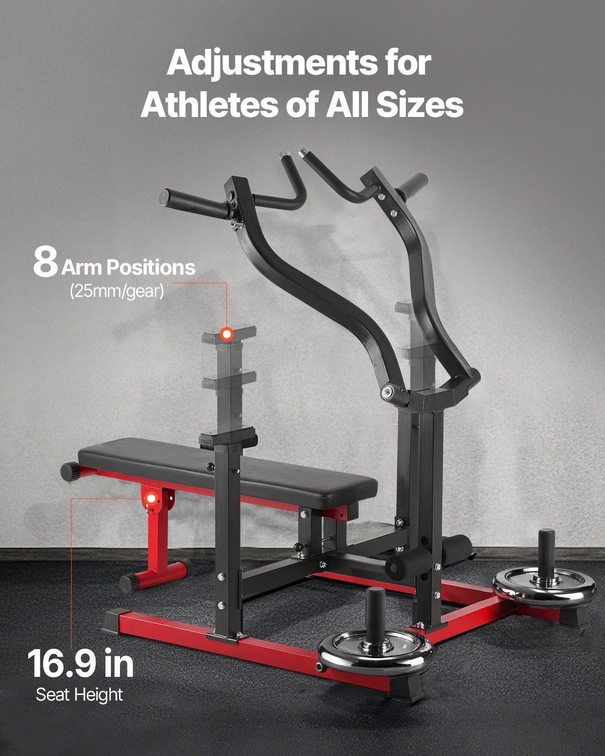 Chest Press Machine, 450 LBS Bench Press Set, Adjustable Flat Incline Bench with Independent Converging Arms, Upper Chest Equipment, Fitness Home Gym Equipment for Chest, AB Workouts, Shoulder - Image 4